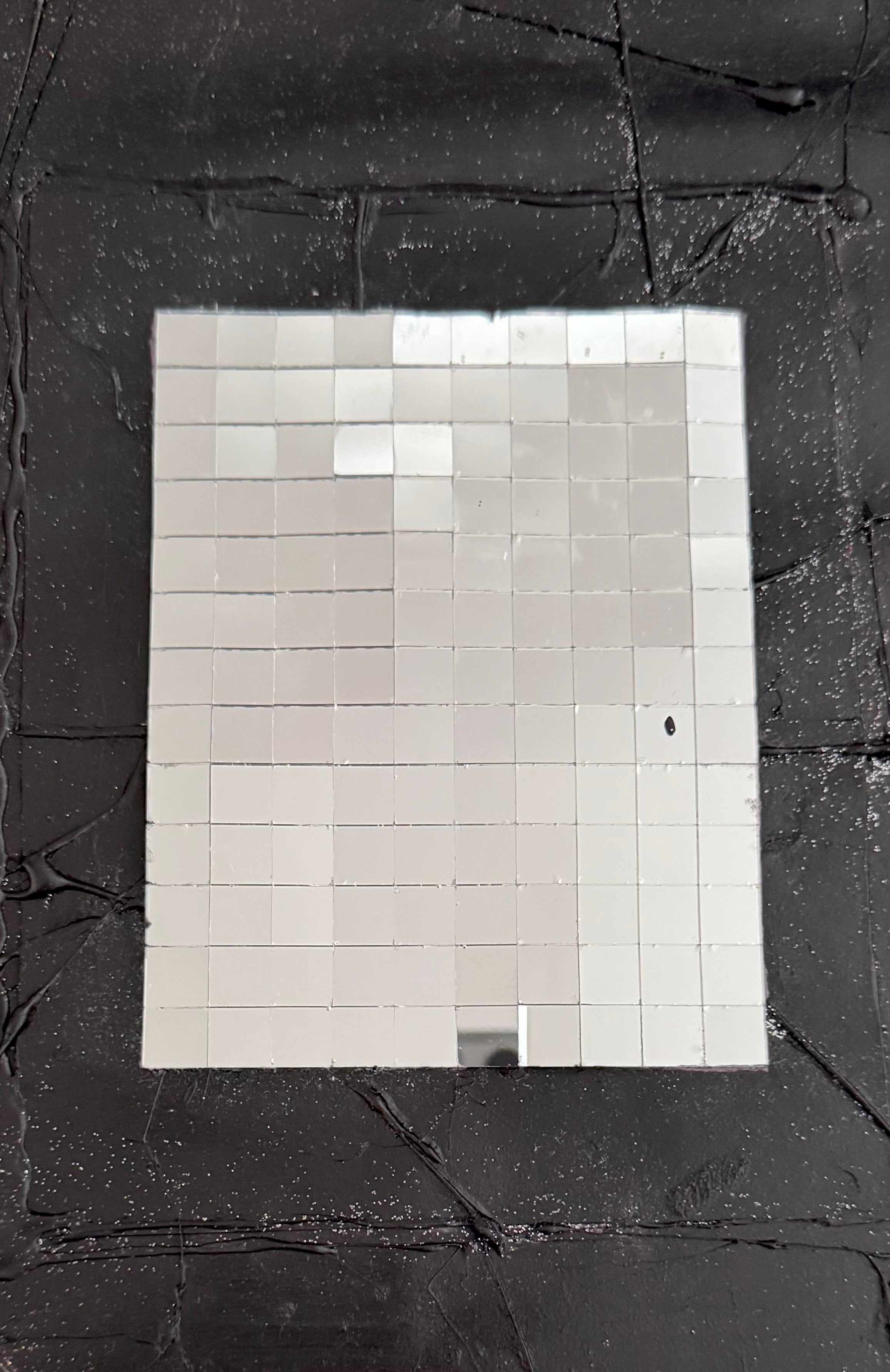 Abstract Textured Mixed Media Painting, Acrylic & Silicone Relief, Glass Elements, Dark Minimal Modern Art on Poster, 22x28 Inches