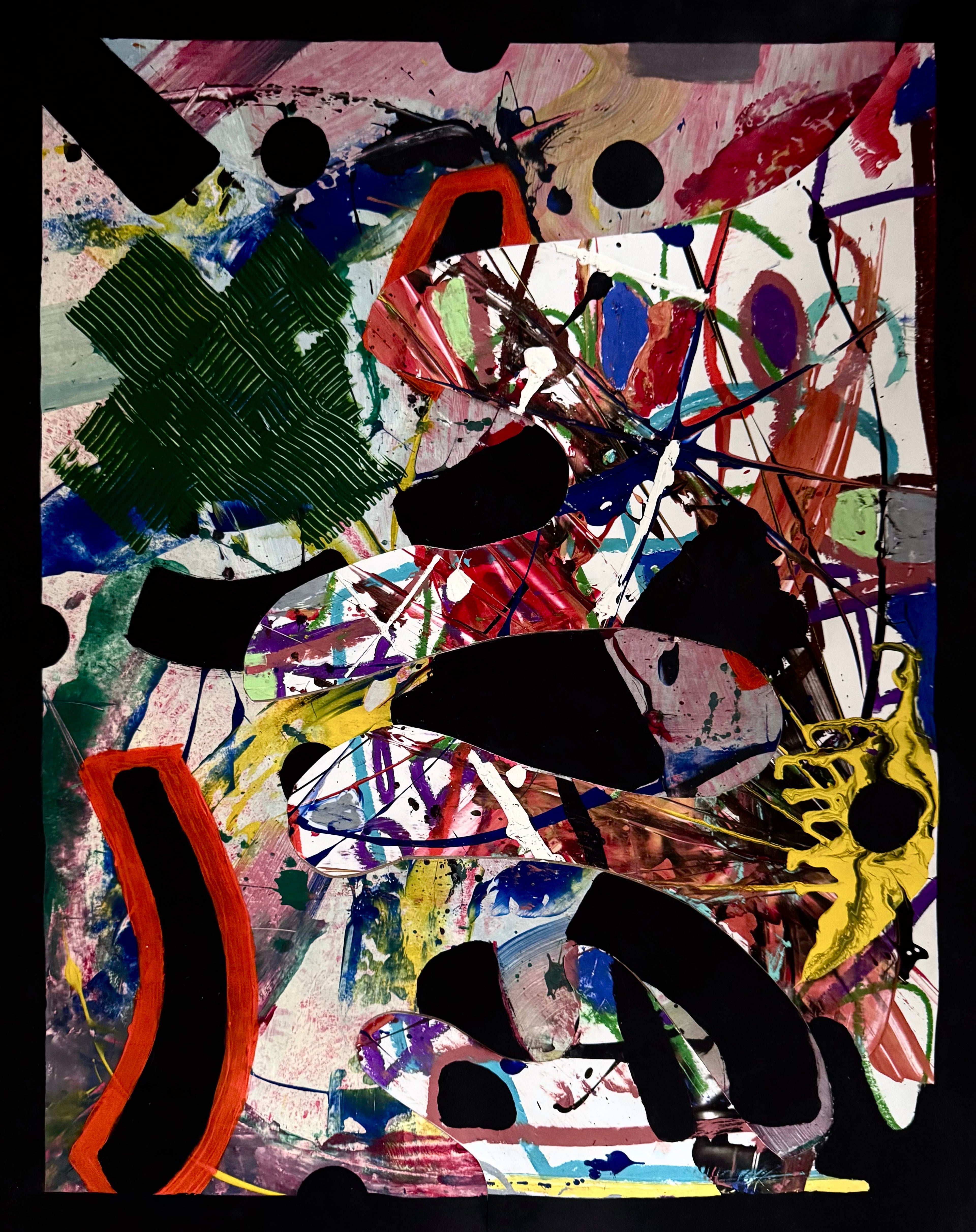 Abstract Collage Poster Art 22x28, Textured Acrylic Mixed Media Painting, Handmade Modern Wall Art, Colorful Contemporary Artwork