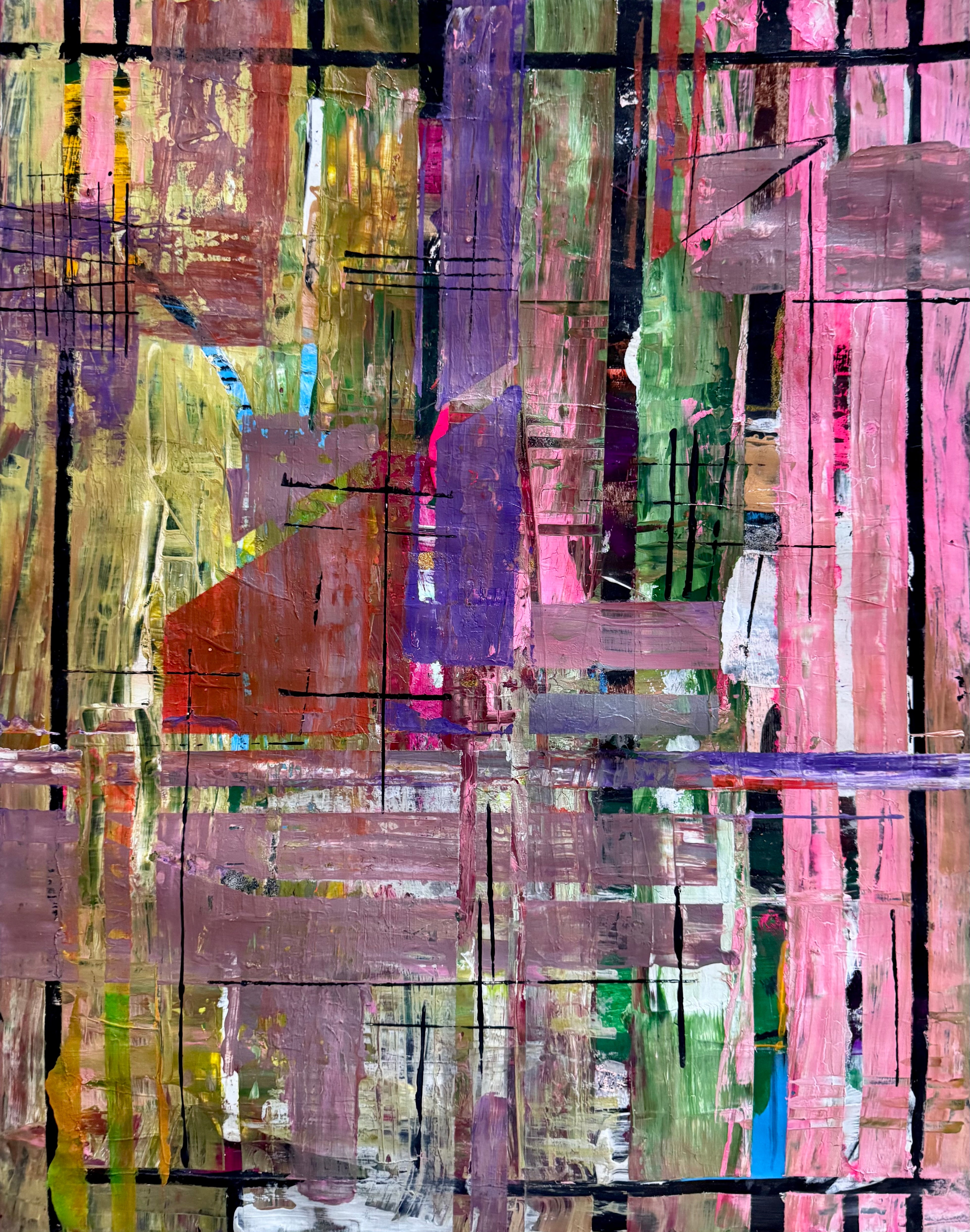 Textured Abstract Acrylic Painting 22x28, Spatula Brush Work, Modern Wall Art