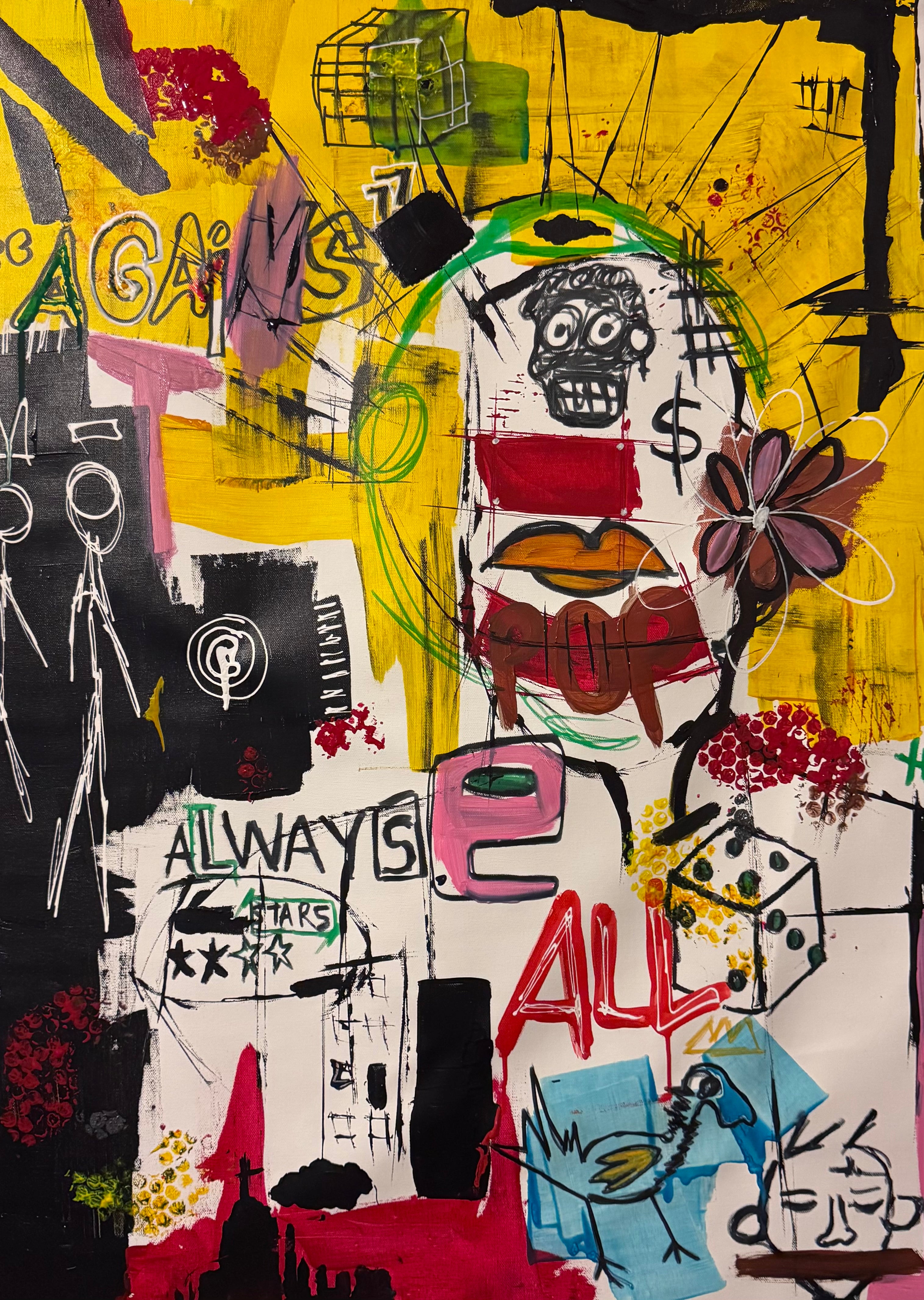 Original Pop Art Abstract Painting 26x36 Canvas | Handmade Acrylic Mixed Media Wall Art | One of a Kind Artwork