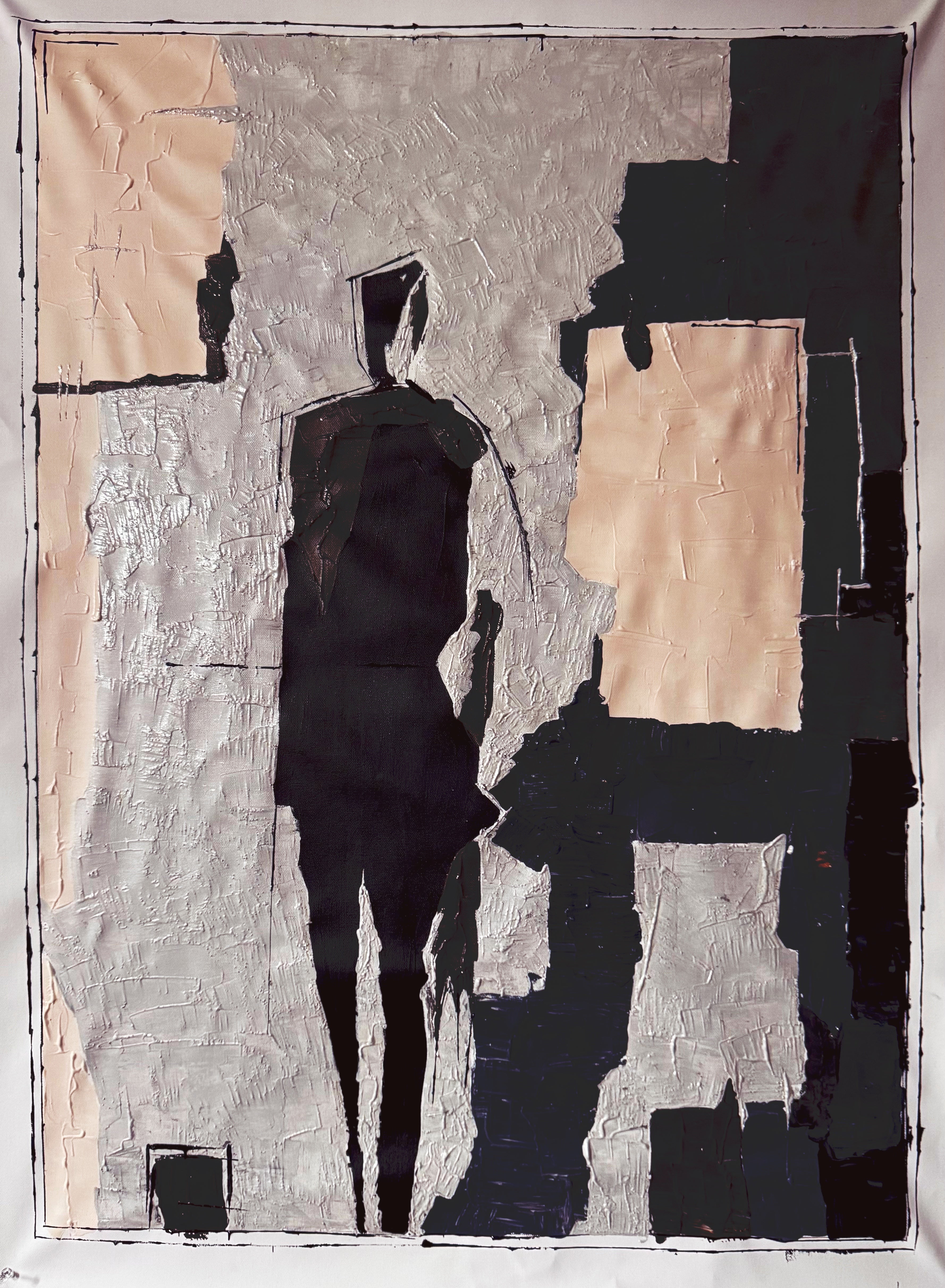 Neo Expressionist Abstract Figure Painting | Original 26x36 Acrylic Canvas Artwork | Textured Modern Wall Art