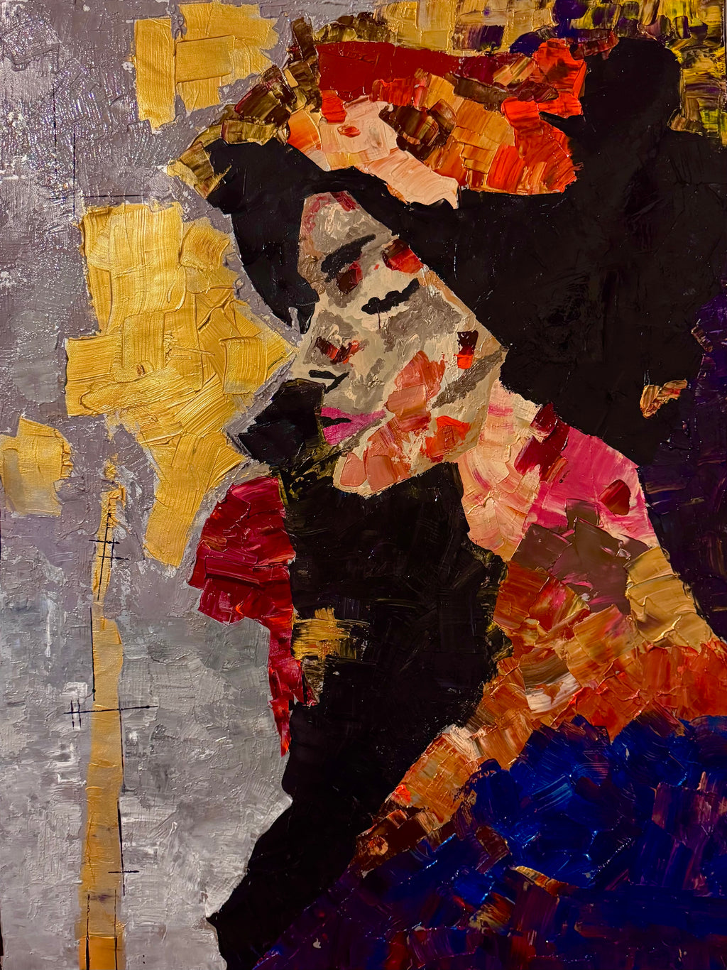 Abstract Expressionist Woman Portrait | Original Acrylic Painting on Canvas | 30x40 Palette Knife & Brush Artwork