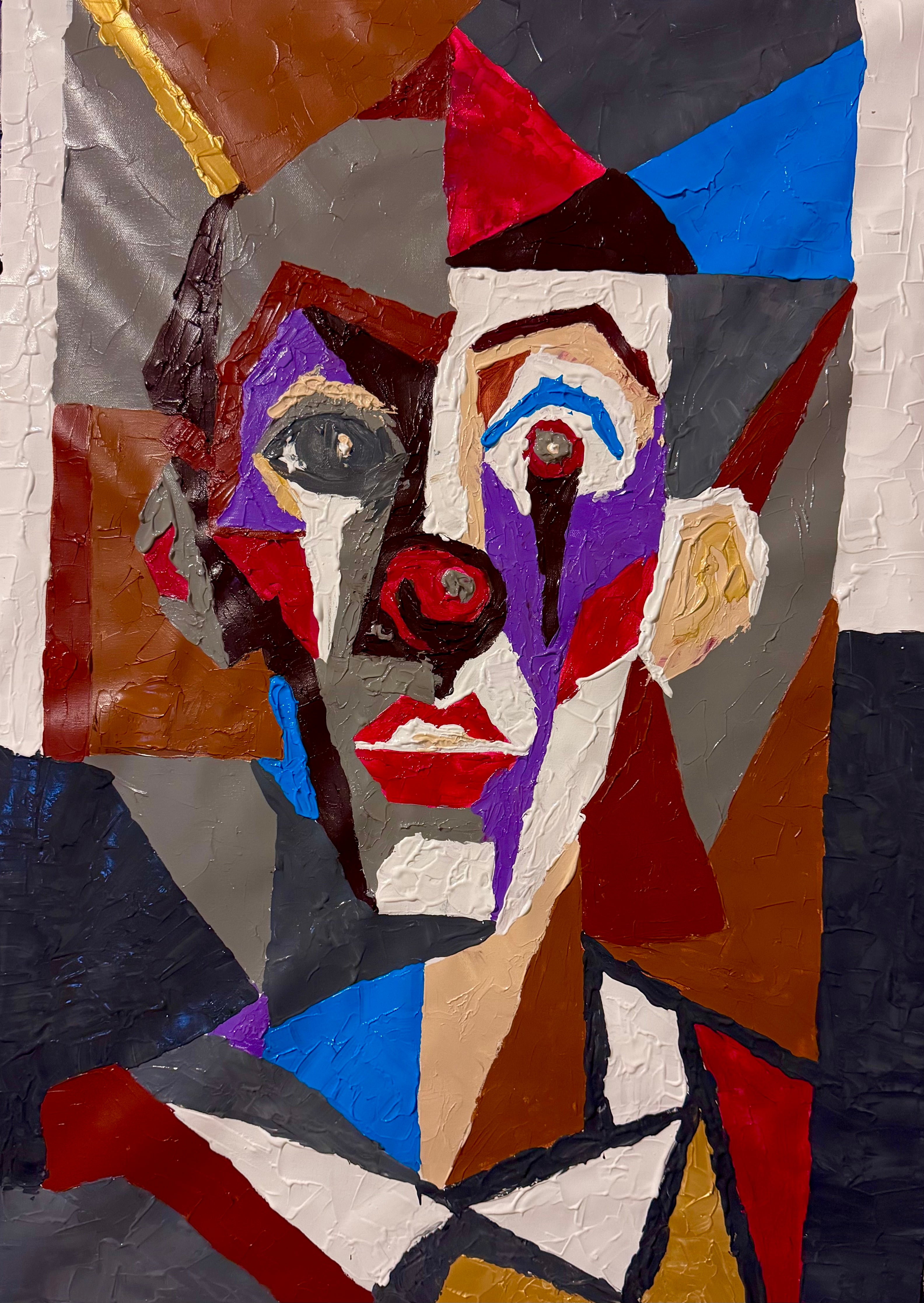 Expressionist Abstract Portrait | Original Acrylic Palette Knife & Brush Painting on 26x36 Canvas | Bold Textured Contemporary Art