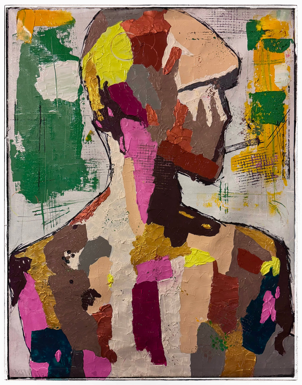 Original Neo-Expressionist Abstract Portrait | 26x36 Acrylic on Canvas | Hand-Painted Palette Knife & Brush Textured Artwork