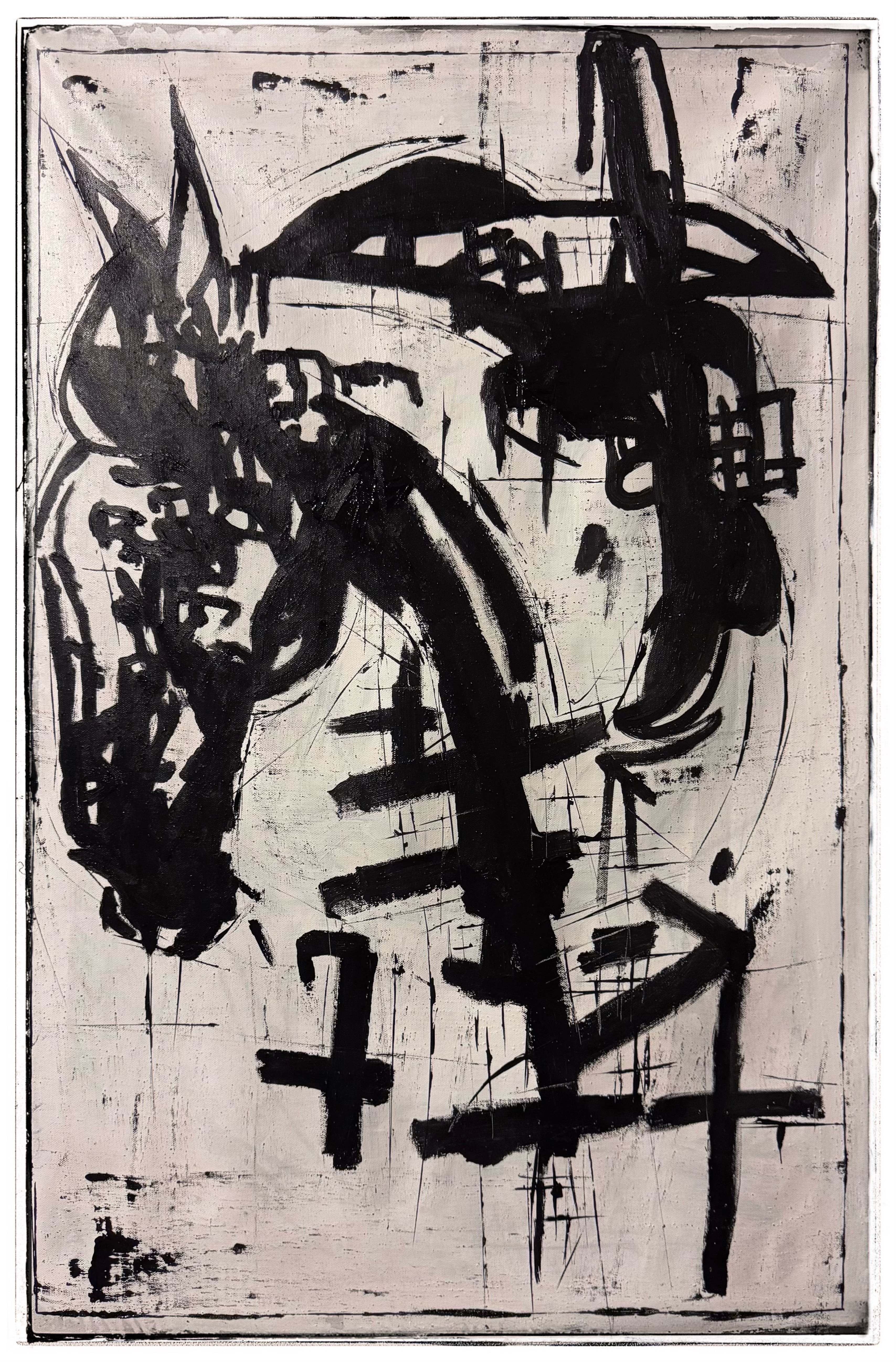 Original Black & White Abstract Expressionist Painting | 24x36 Acrylic on Canvas | Hand-Painted Palette Knife & Brush Artwork