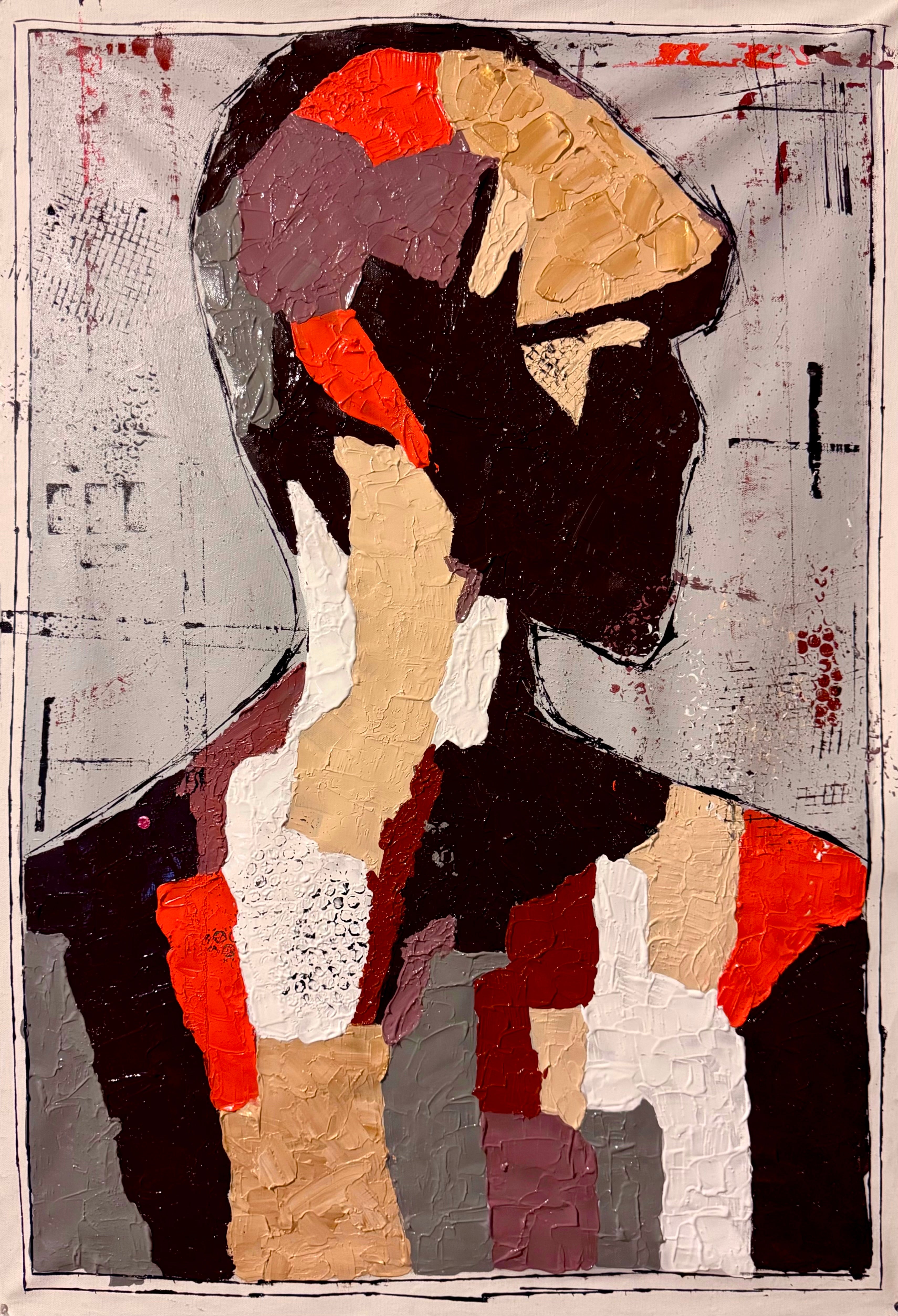 Abstract Expressionist Portrait | Hand-Painted Acrylic on Canvas | Palette Knife & Brush | 24x36 Inch | Textured Artwork