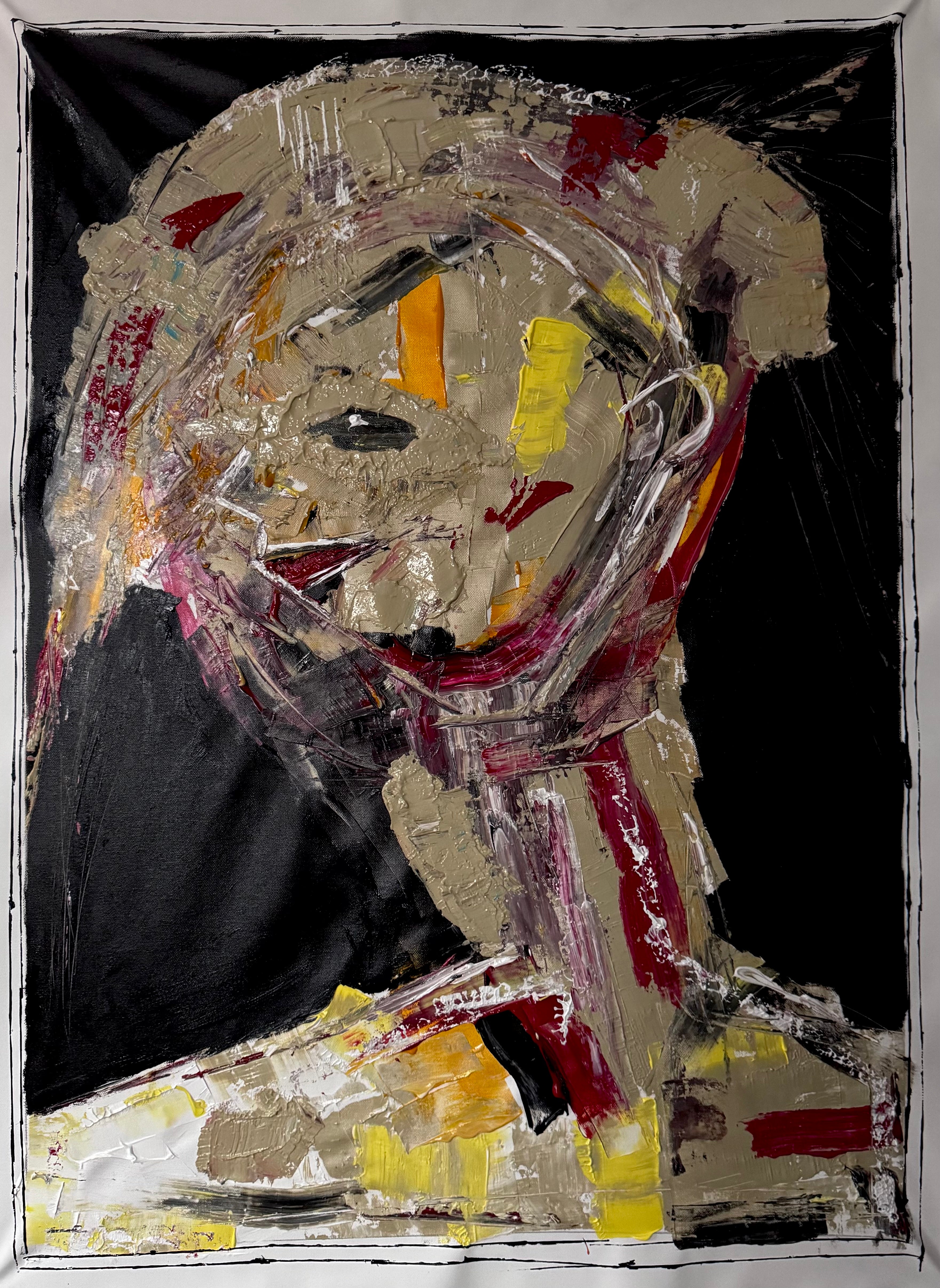 Neo-Expressionist Abstract Portrait | Handmade Acrylic Palette Knife Painting on Canvas | Textured Modern Wall Art
