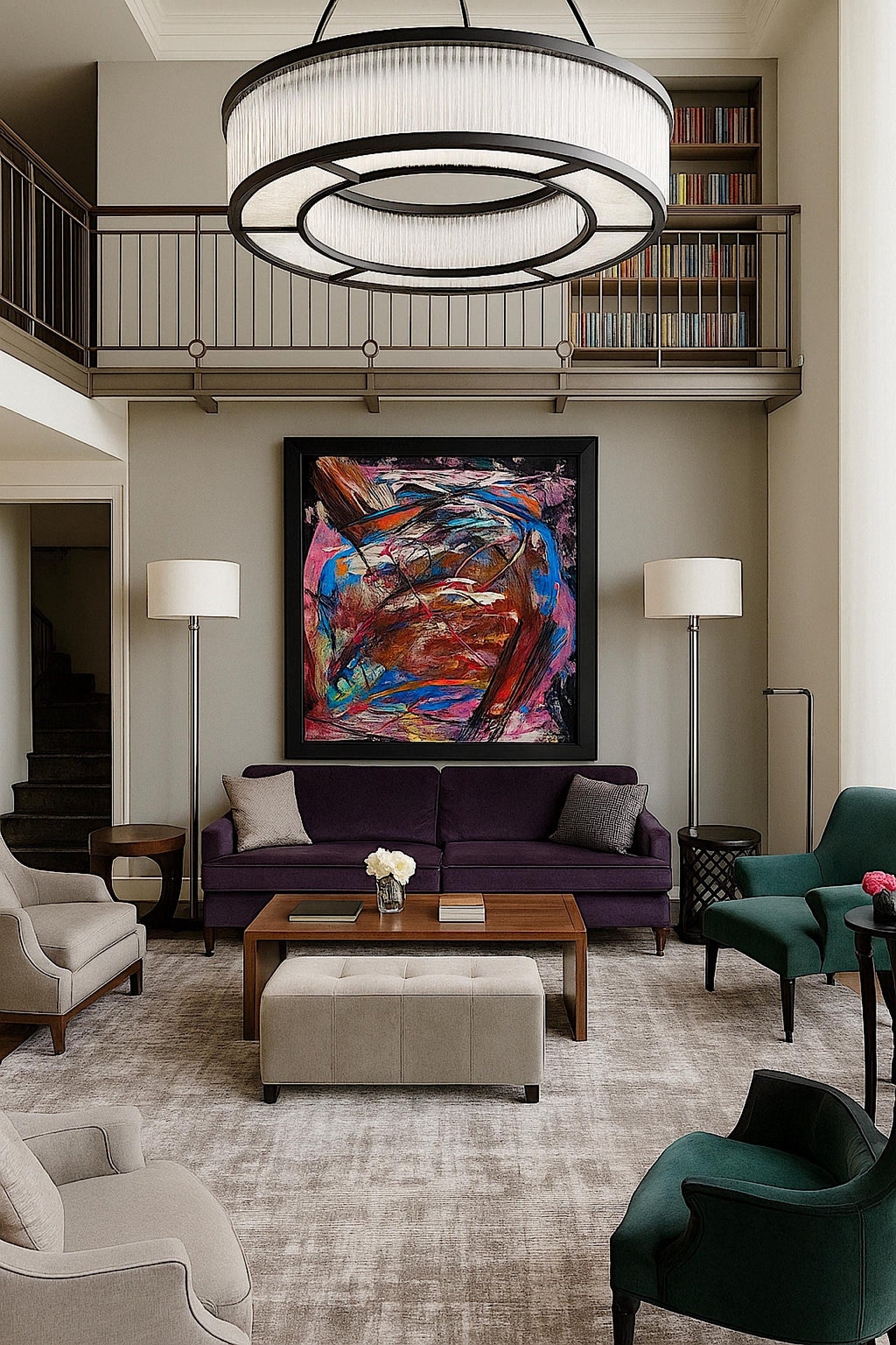 Handmade Abstract Acrylic Painting, Expressionist Wall Art (22x28 inch)