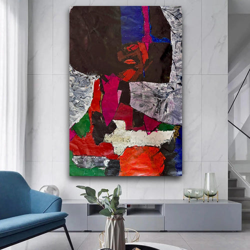 Abstract Expressionist Portrait Painting, Textured Acrylic Art (24x35 inch Canvas)