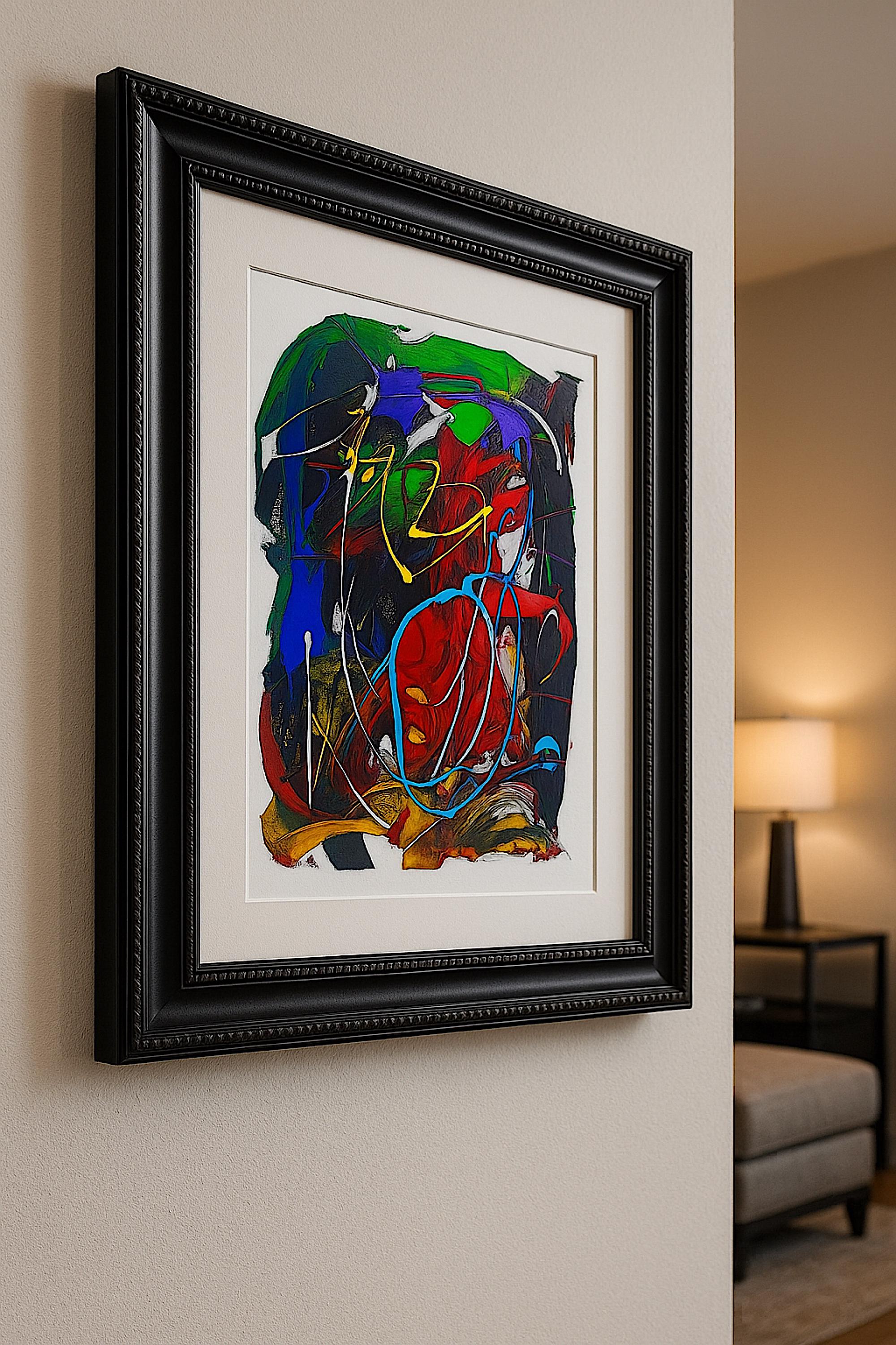 Original Hand Painted Abstract Acrylic Canvas Art Colorful 27x23 Inch Modern Expressionist Wall Decor