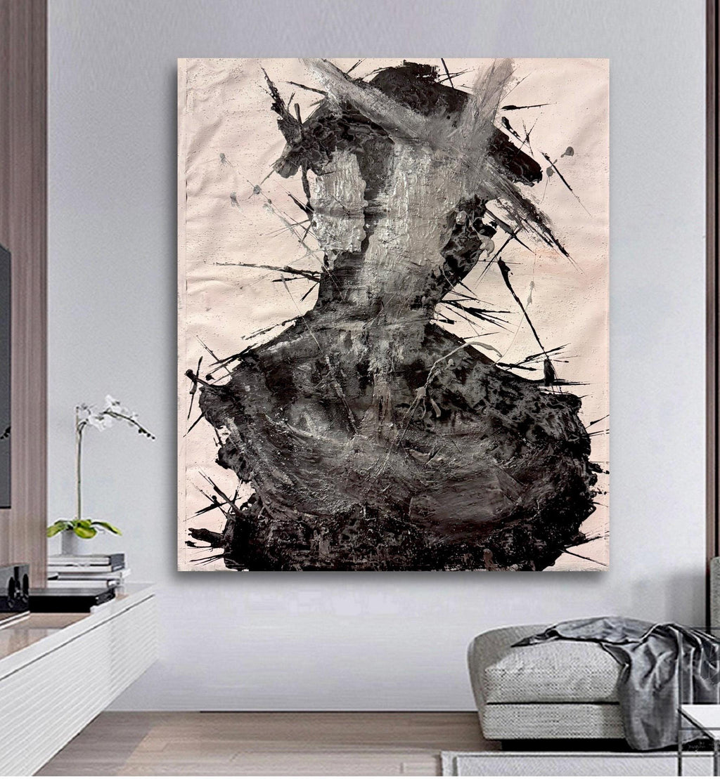 Abstract Expressionist Portrait – Figurative Acrylic Painting on Canvas (20x24 inch Canvas)
