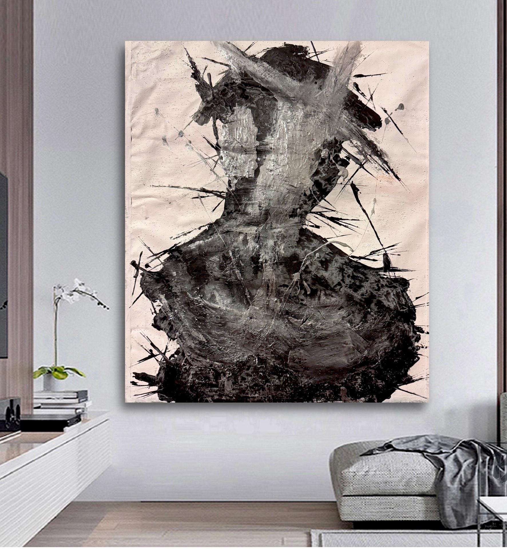 Abstract Expressionist Portrait – Figurative Acrylic Painting on Canvas (20x24 inch Canvas)