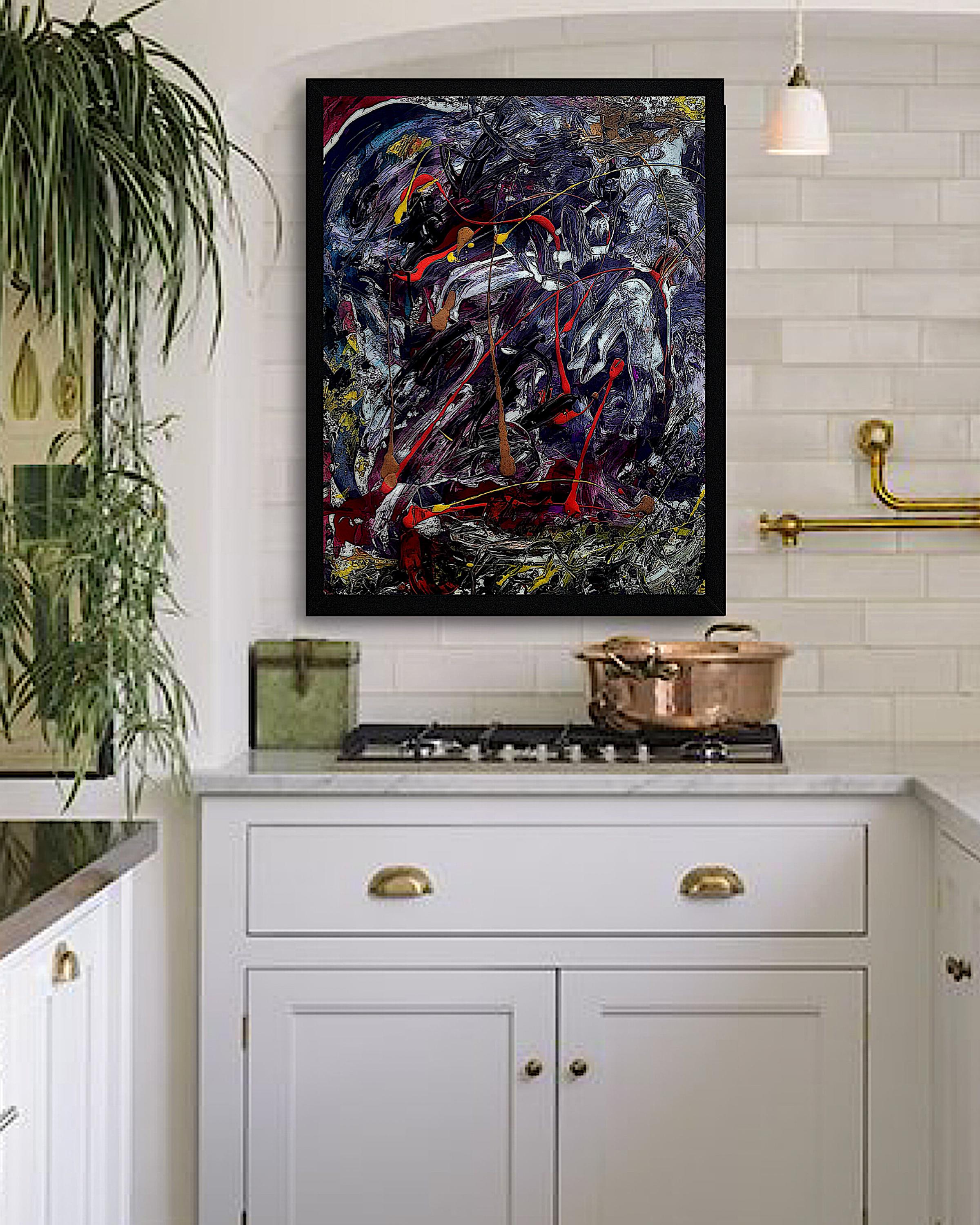 Abstract Expressionist Painting: Original Acrylic Art on Japanese Kraft Paper (27x23 inch)