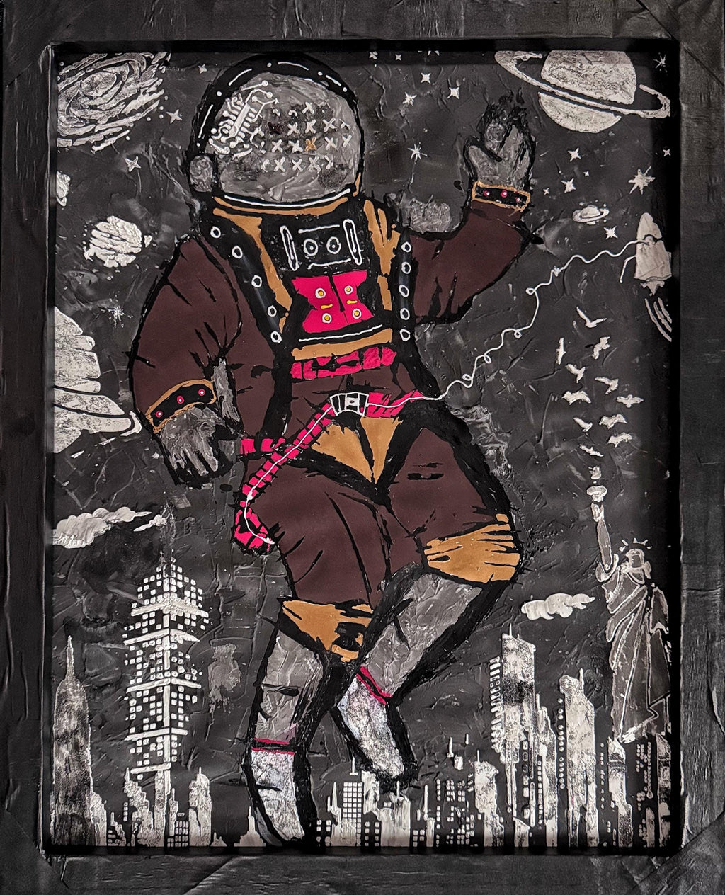 Floating Astronaut Over The City Of Dreams (24x30 inch)