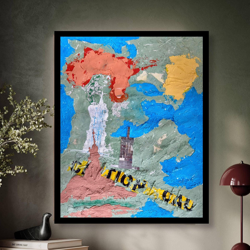 Textured Abstract Expressionist Painting, Mixed Media Wall Art (22x29 inch)