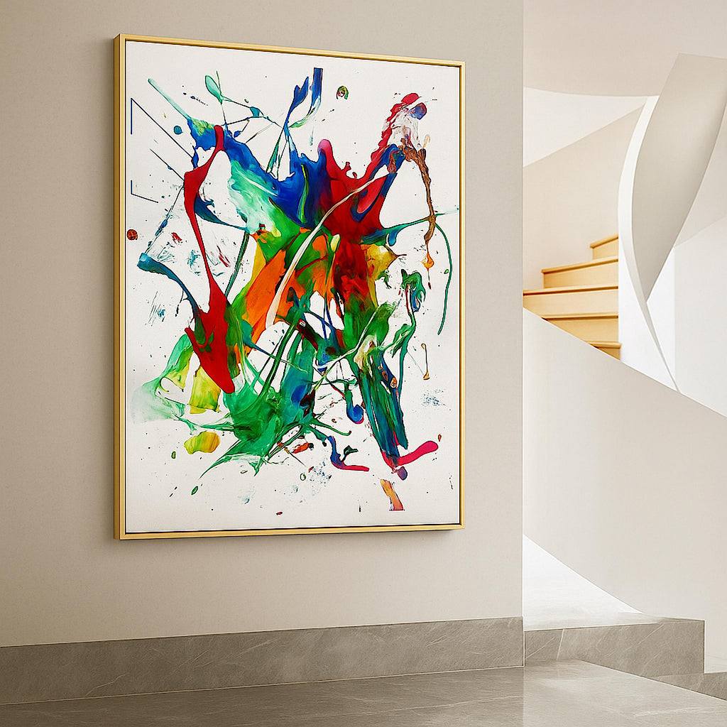 Abstract Acrylic Splash Painting, Original Colorful Wall Art,  Not a Print (22x28 inch)