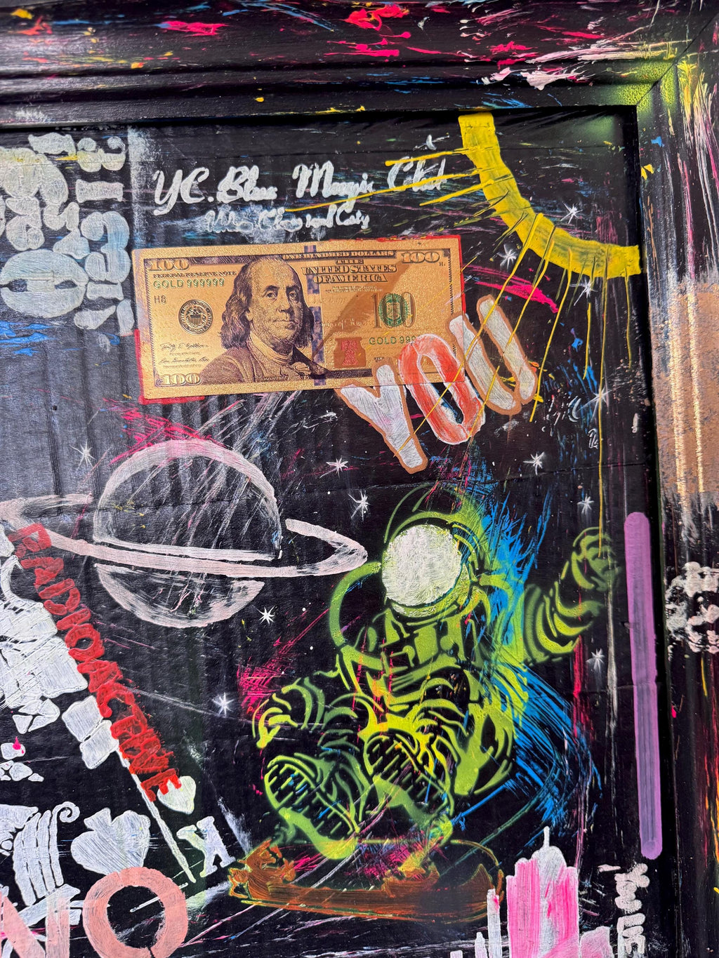 NYC Pop Art Painting: Cosmic Casino, Framed Original Artwork (27x21 inch)