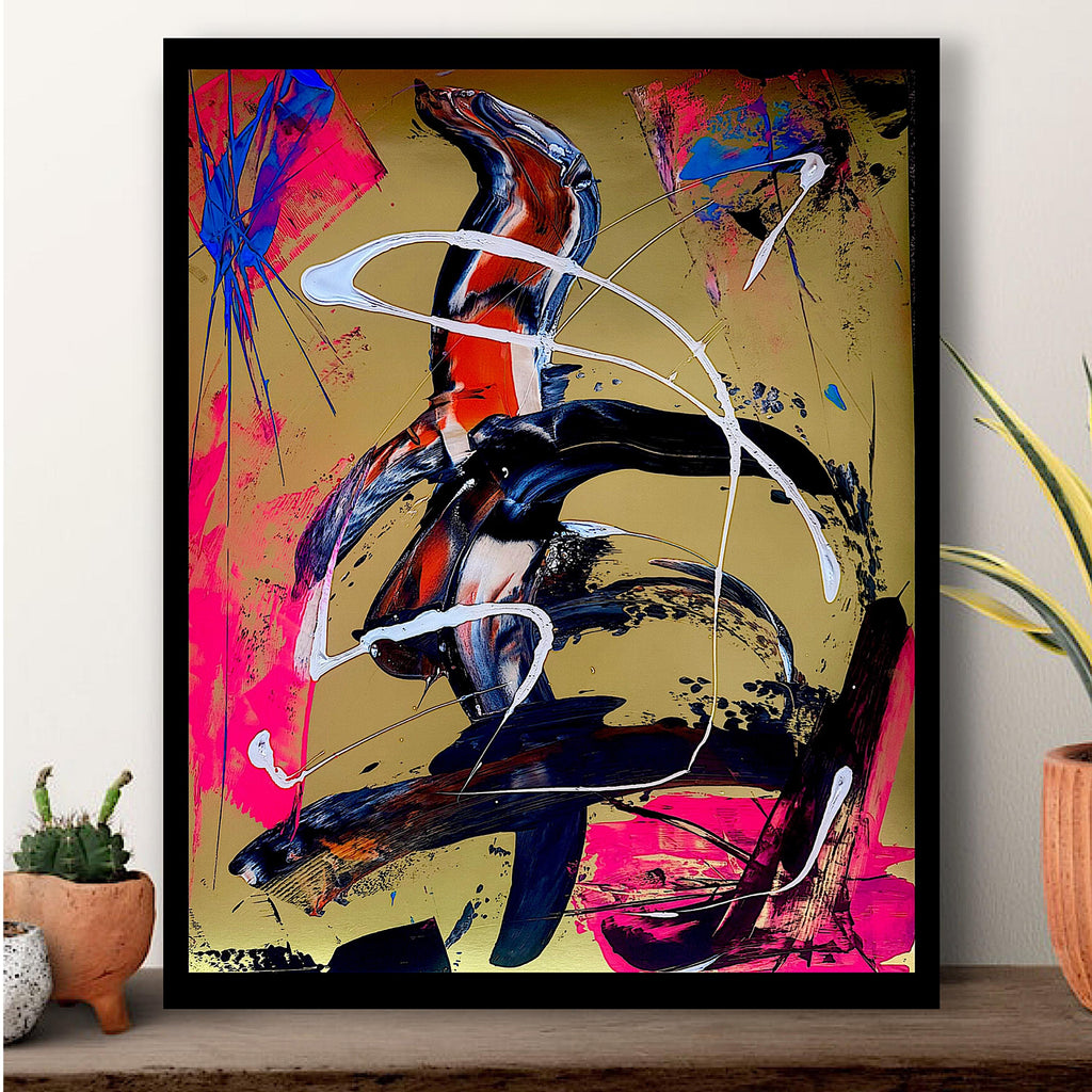 Original Neon Acrylic Abstract Art, Hand-Painted (22x28 inch)