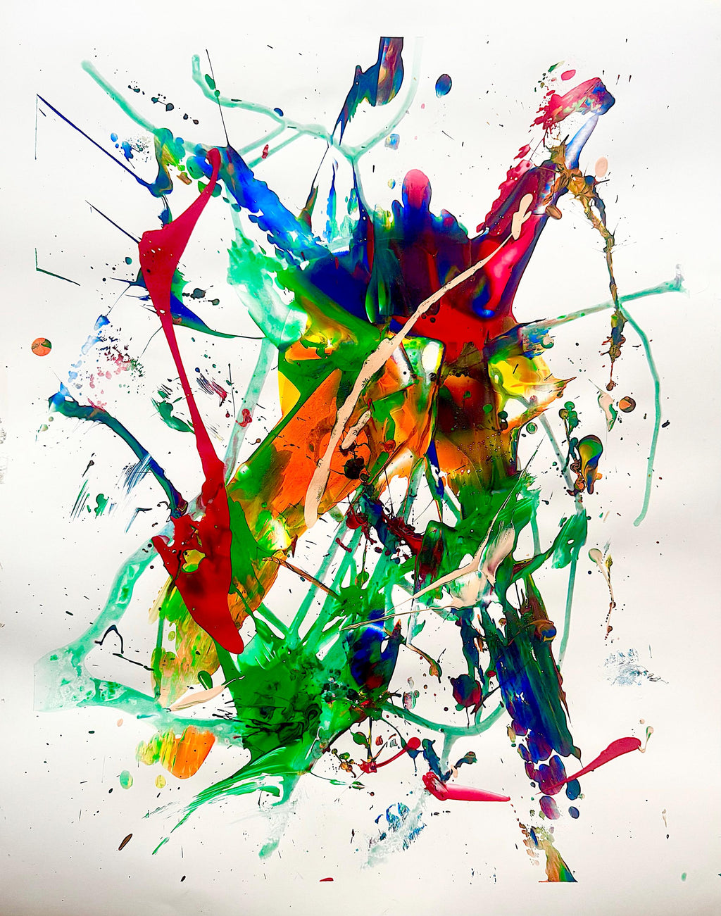 Abstract Acrylic Splash Painting, Original Colorful Wall Art,  Not a Print (22x28 inch)