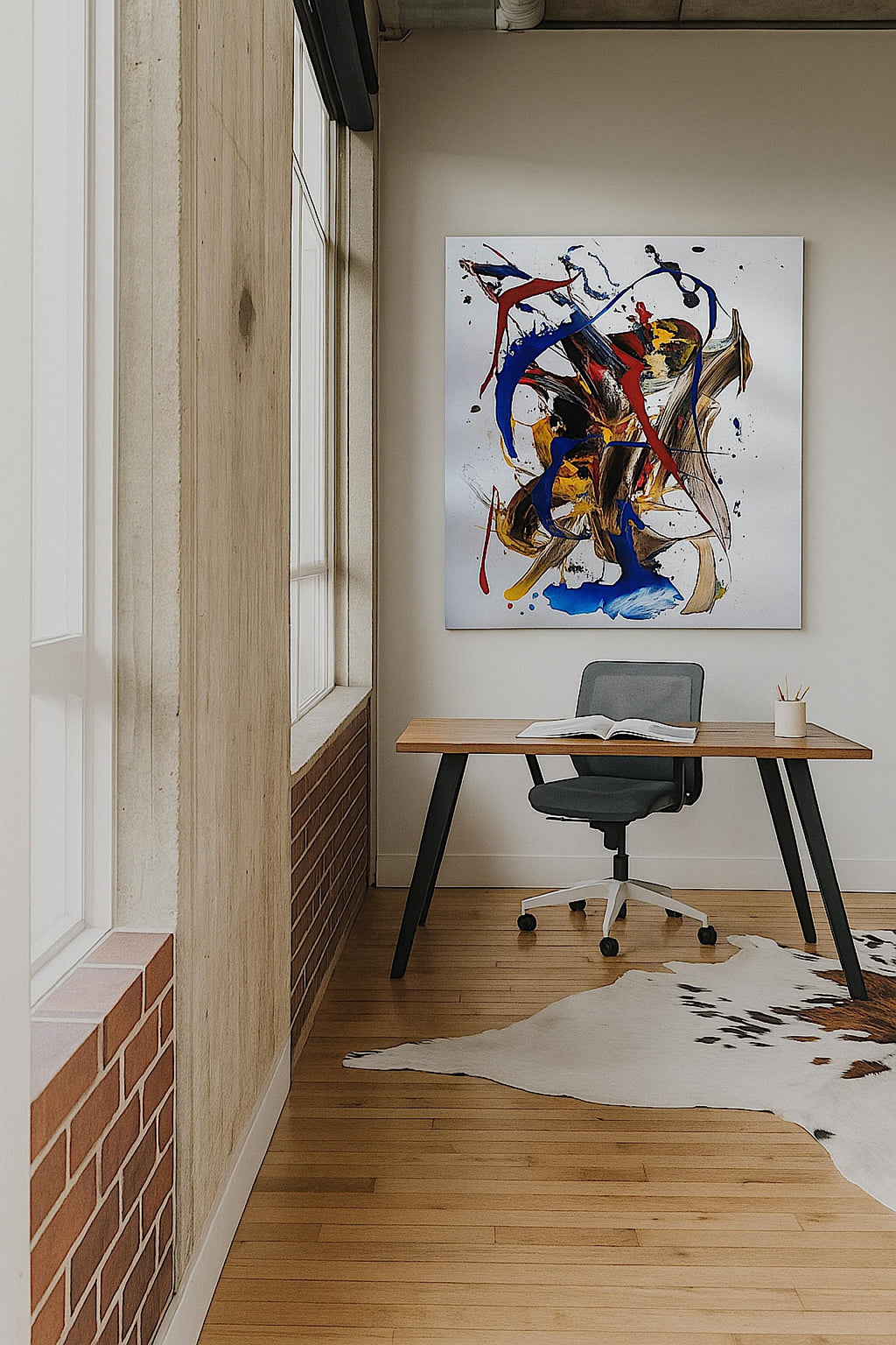 Original Abstract Expressionist Painting, Colorful Acrylic Art, Not a Print (22x28 inch)