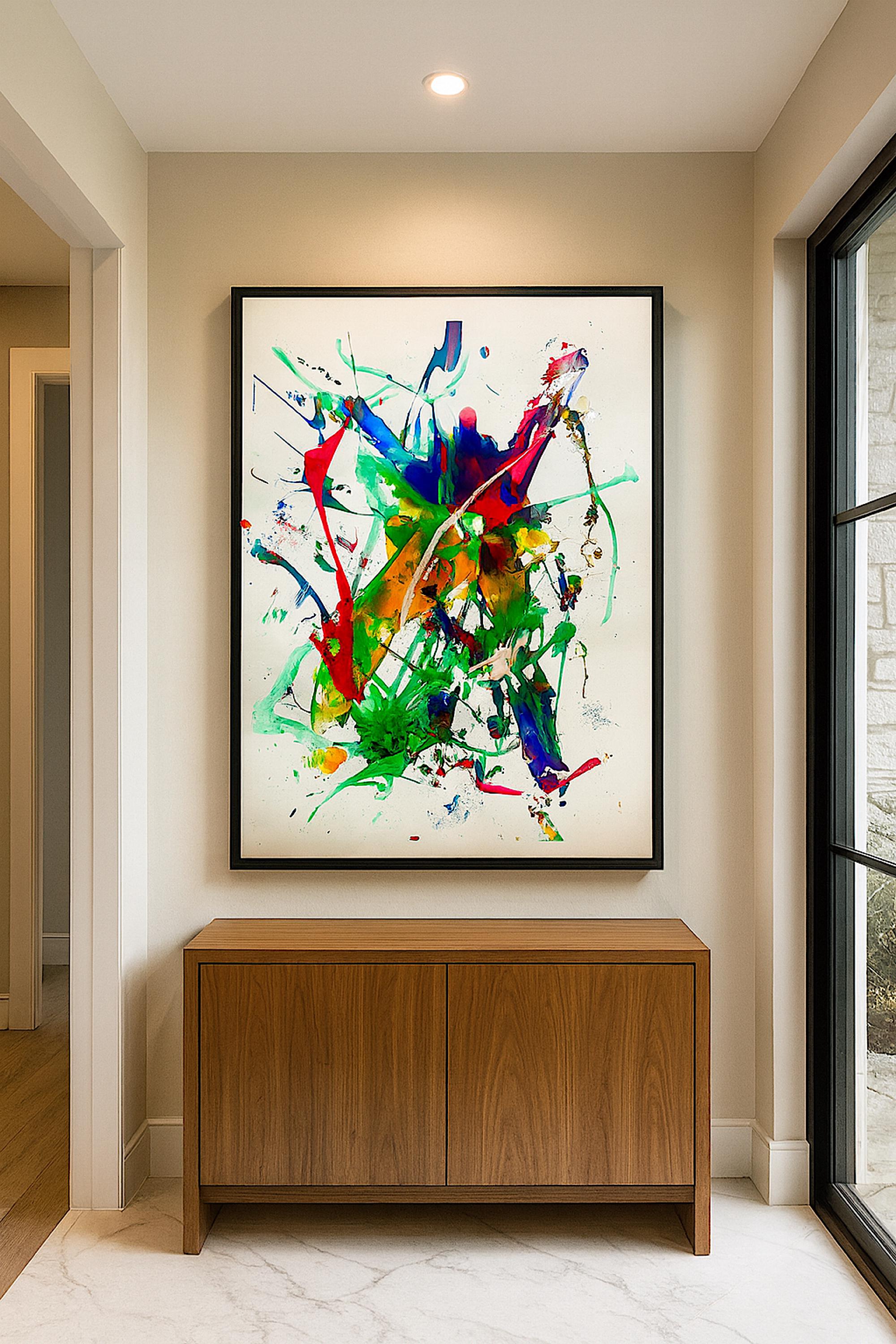 Abstract Acrylic Splash Painting, Original Colorful Wall Art,  Not a Print (22x28 inch)