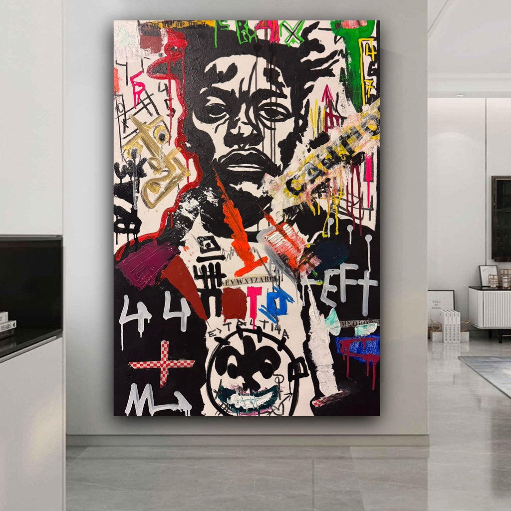 Original Pop Art Portrait Painting, Urban Street Art, Mixed Media (24x36 inch)