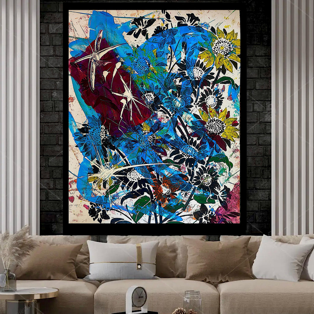 Original Acrylic Abstract on Paper Poster, One-of-a-Kind Hand-Painted Artwork, Not a Print  (22x28 inch)