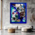 Abstract Textured Wall Art, Framed Original Acrylic Painting on Reinforced Poster, Signed Blue Frame Modern Art (29.5x23.5 inch)