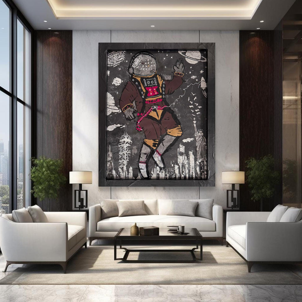 Floating Astronaut Over The City Of Dreams (24x30 inch)