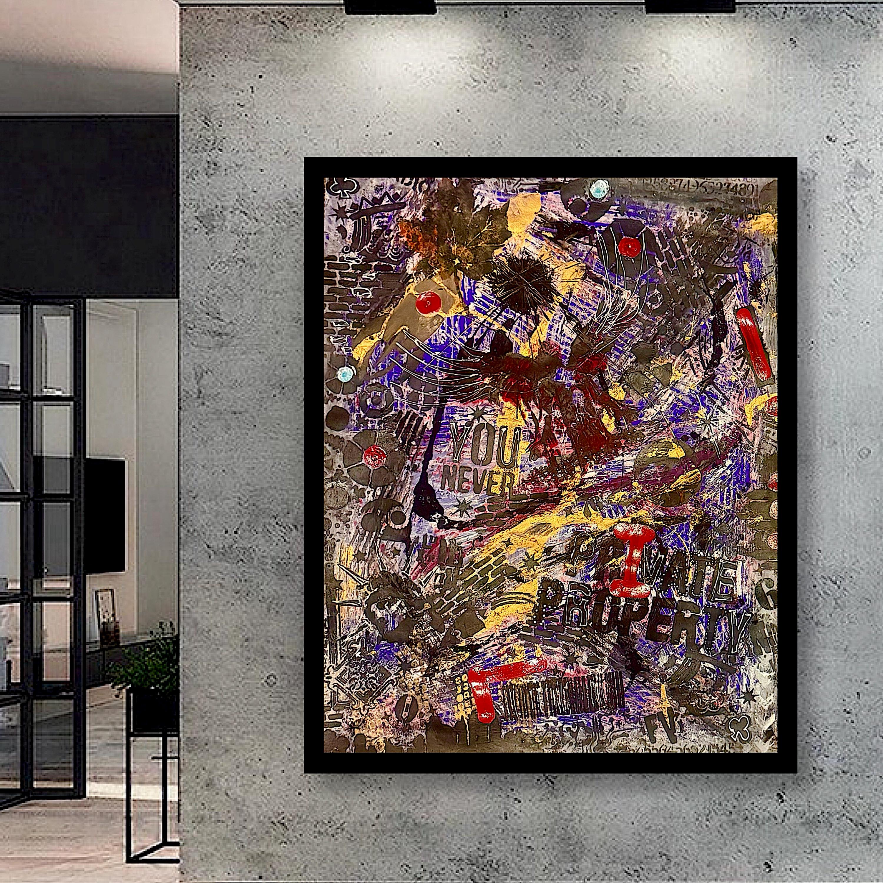 Handmade Acrylic Mixed Media Abstract Painting on Paper, Not a Print (22x28 inch)