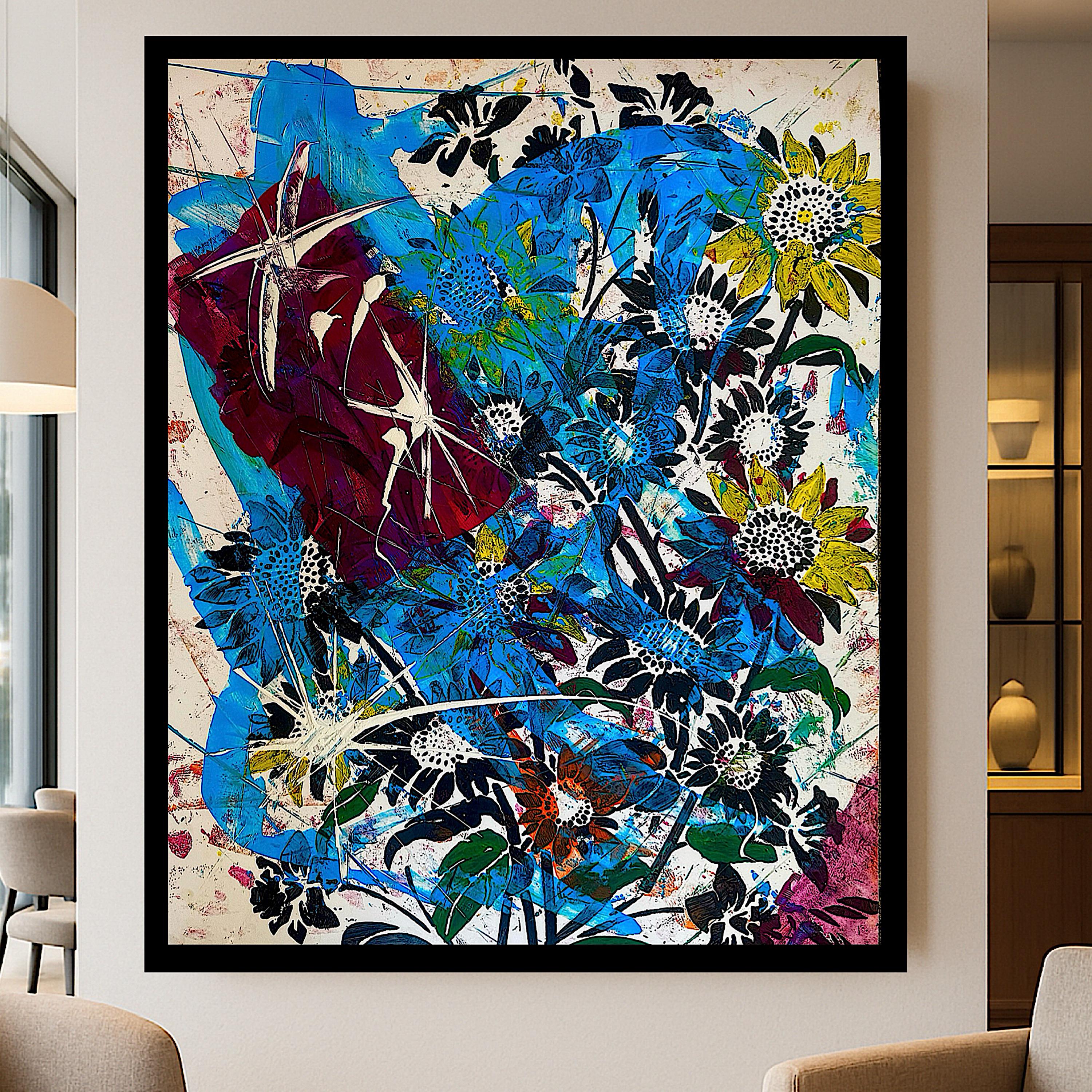 Original Acrylic Abstract on Paper Poster, One-of-a-Kind Hand-Painted Artwork, Not a Print  (22x28 inch)