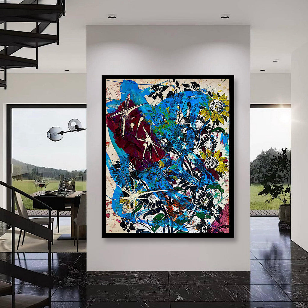 Original Acrylic Abstract on Paper Poster, One-of-a-Kind Hand-Painted Artwork, Not a Print  (22x28 inch)