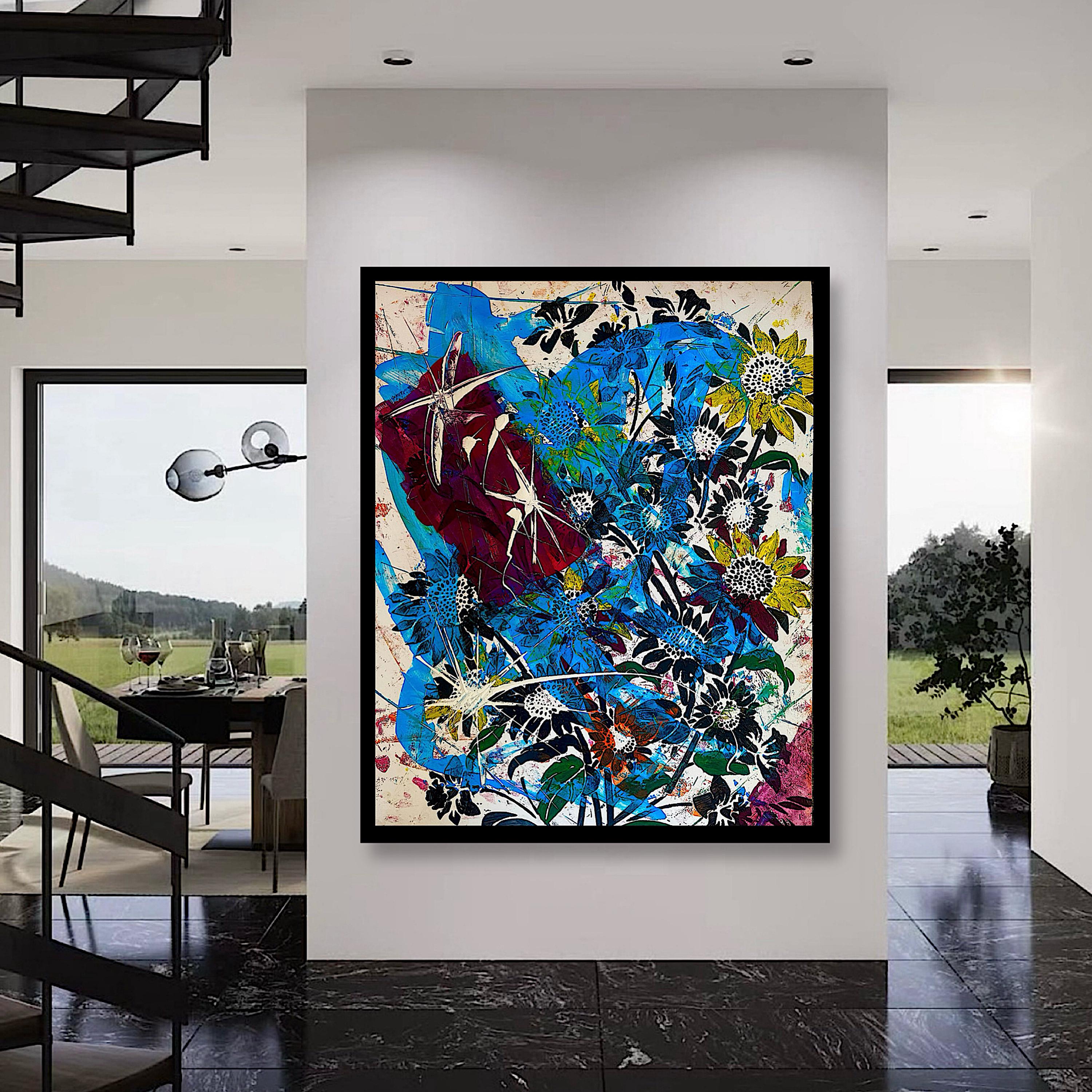 Original Acrylic Abstract on Paper Poster, One-of-a-Kind Hand-Painted Artwork, Not a Print  (22x28 inch)