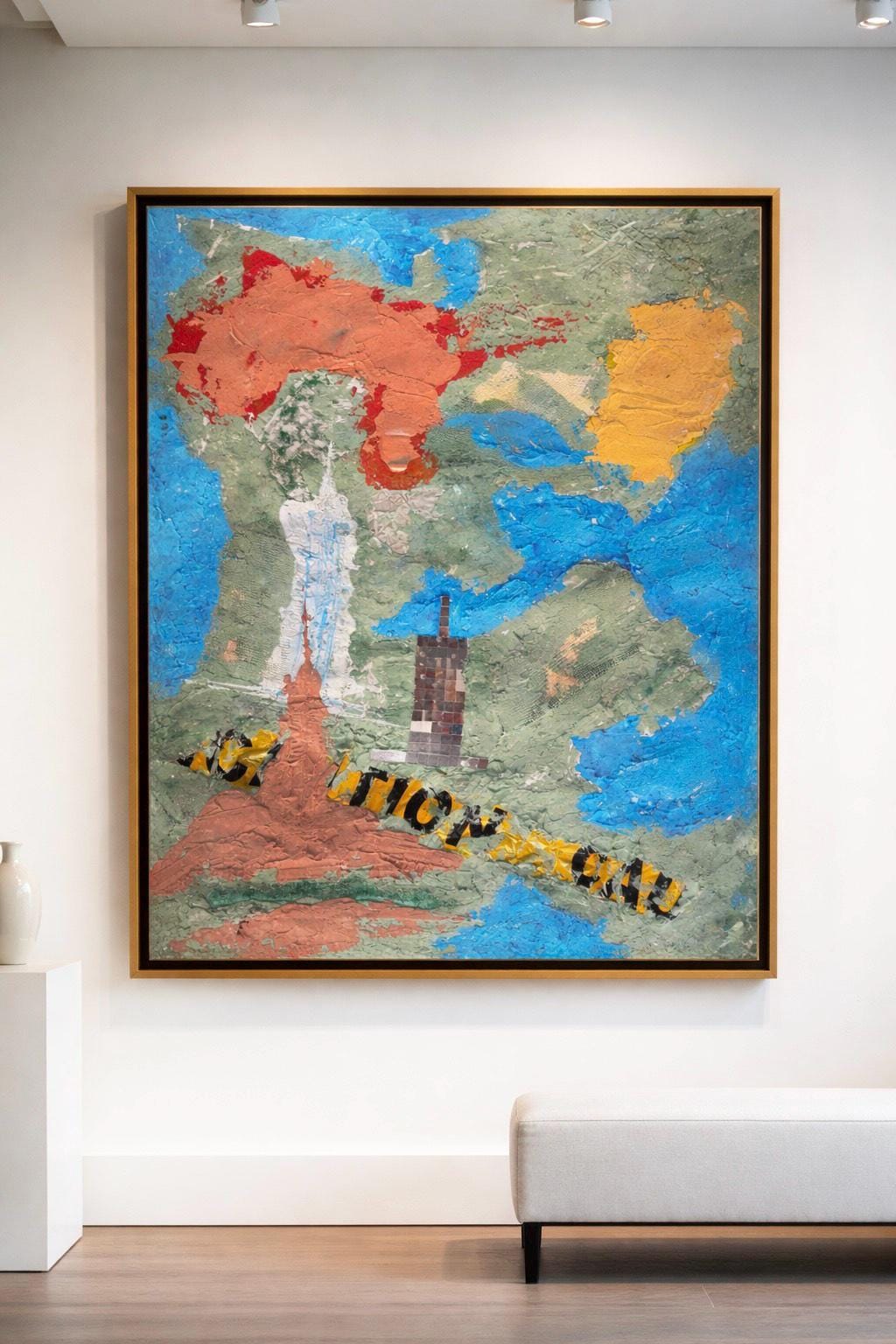 Textured Abstract Expressionist Painting, Mixed Media Wall Art (22x29 inch)