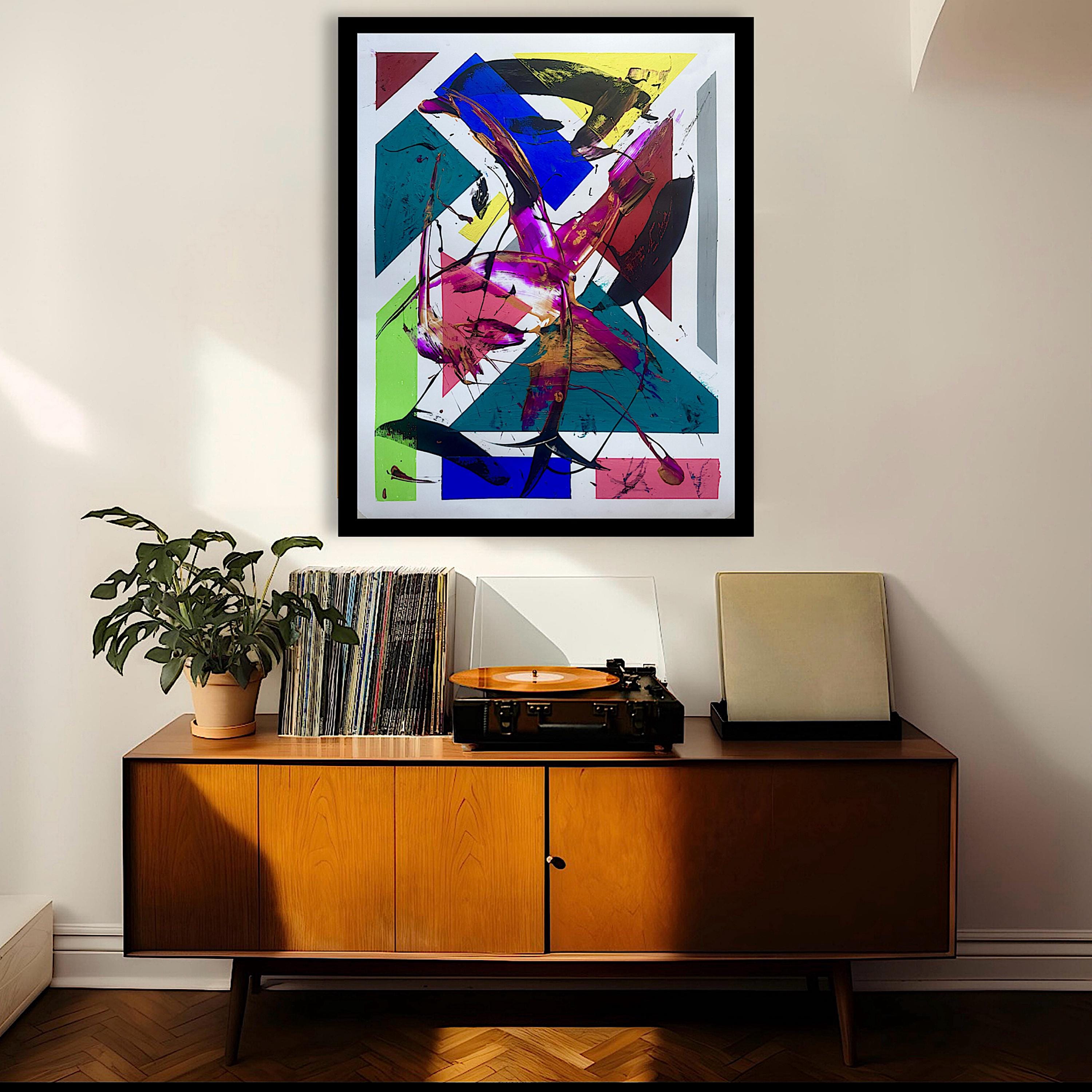 Handmade Abstract Acrylic Painting, Colorful Modern Art, Not a Print (22x28 inch)