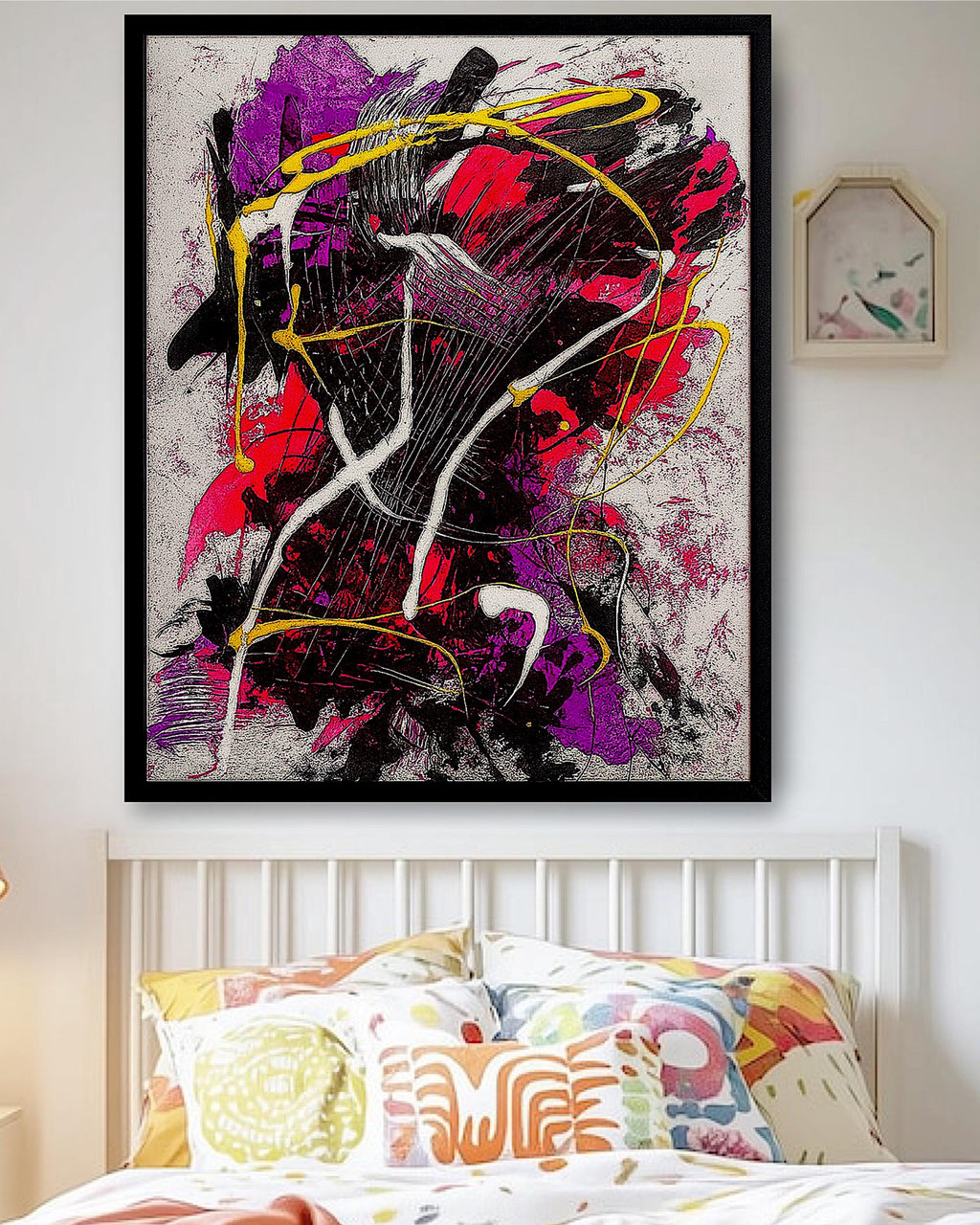 cAbstract Expressionist Painting on Japanese Kraft Paper - Modern Wall Decor (27x23 inch)