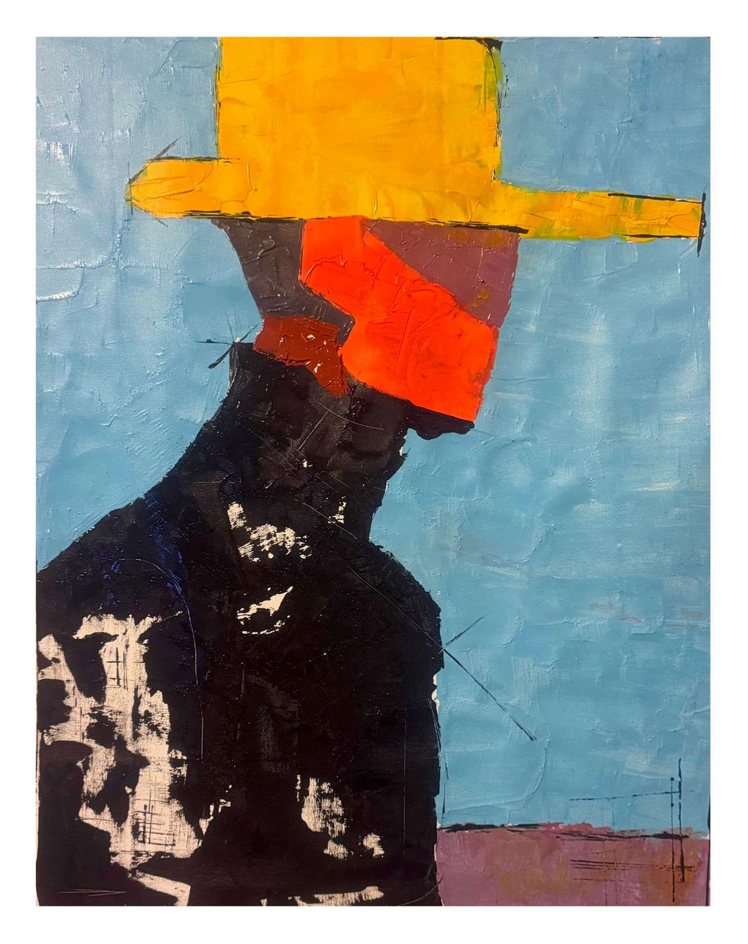 Silent Identity in Yellow: Textured Acrylic Palette Knife Painting on Canvas, Bold Abstract Expression with Emotional Depth