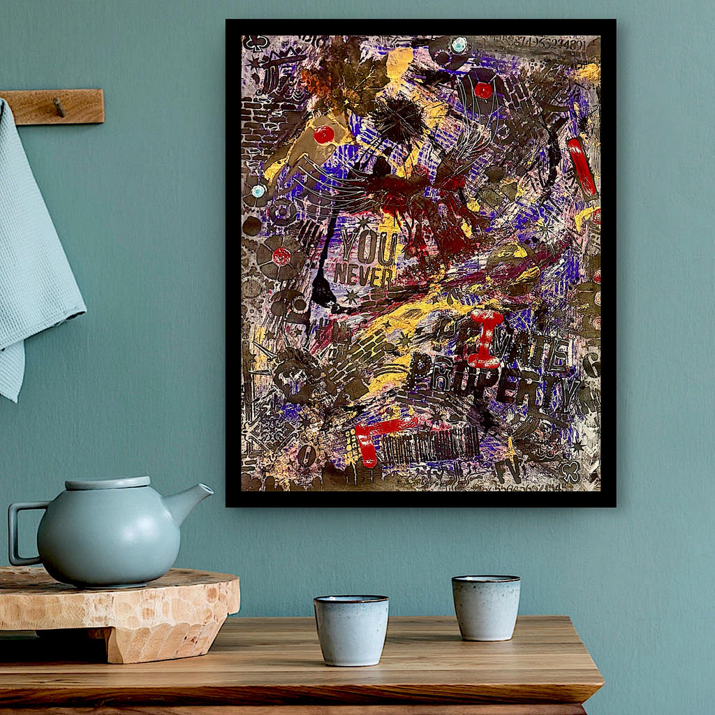 Handmade Acrylic Mixed Media Abstract Painting on Paper, Not a Print (22x28 inch)