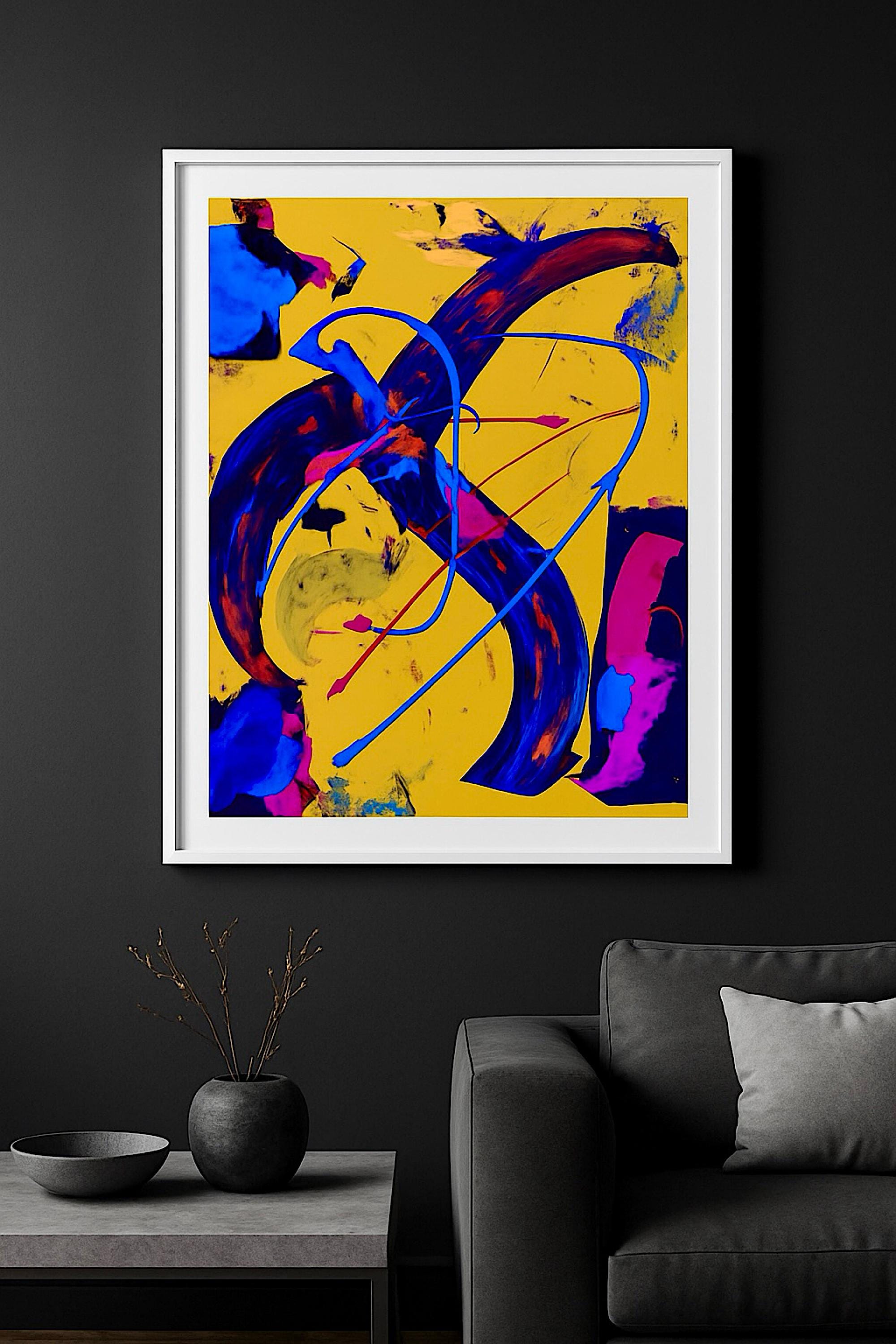 Original Abstract Acrylic Painting on Paper Poster, One-of-a-Kind Handmade Artwork, Not a Print  (22x28 inch)