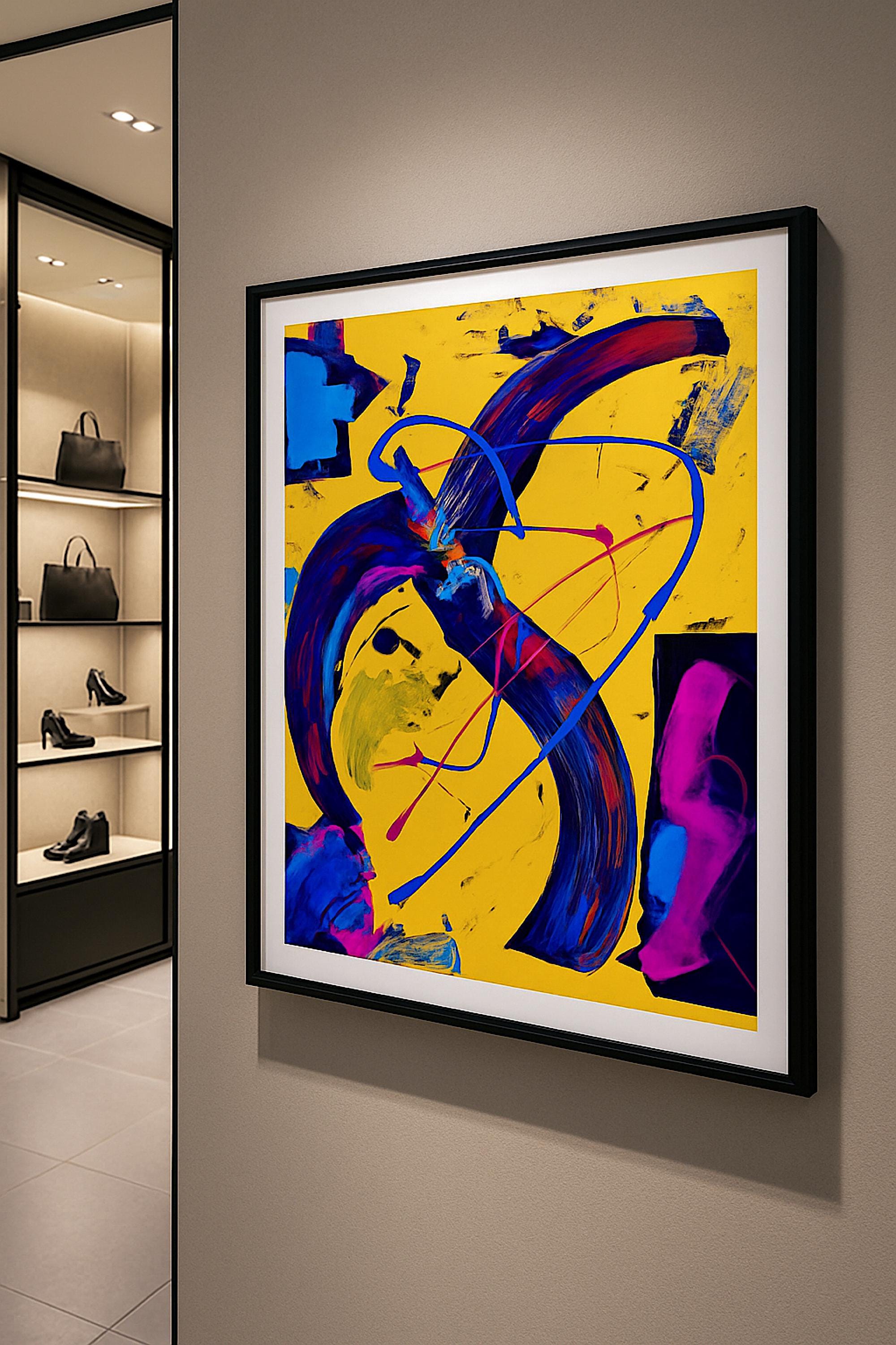 Original Abstract Acrylic Painting on Paper Poster, One-of-a-Kind Handmade Artwork, Not a Print  (22x28 inch)