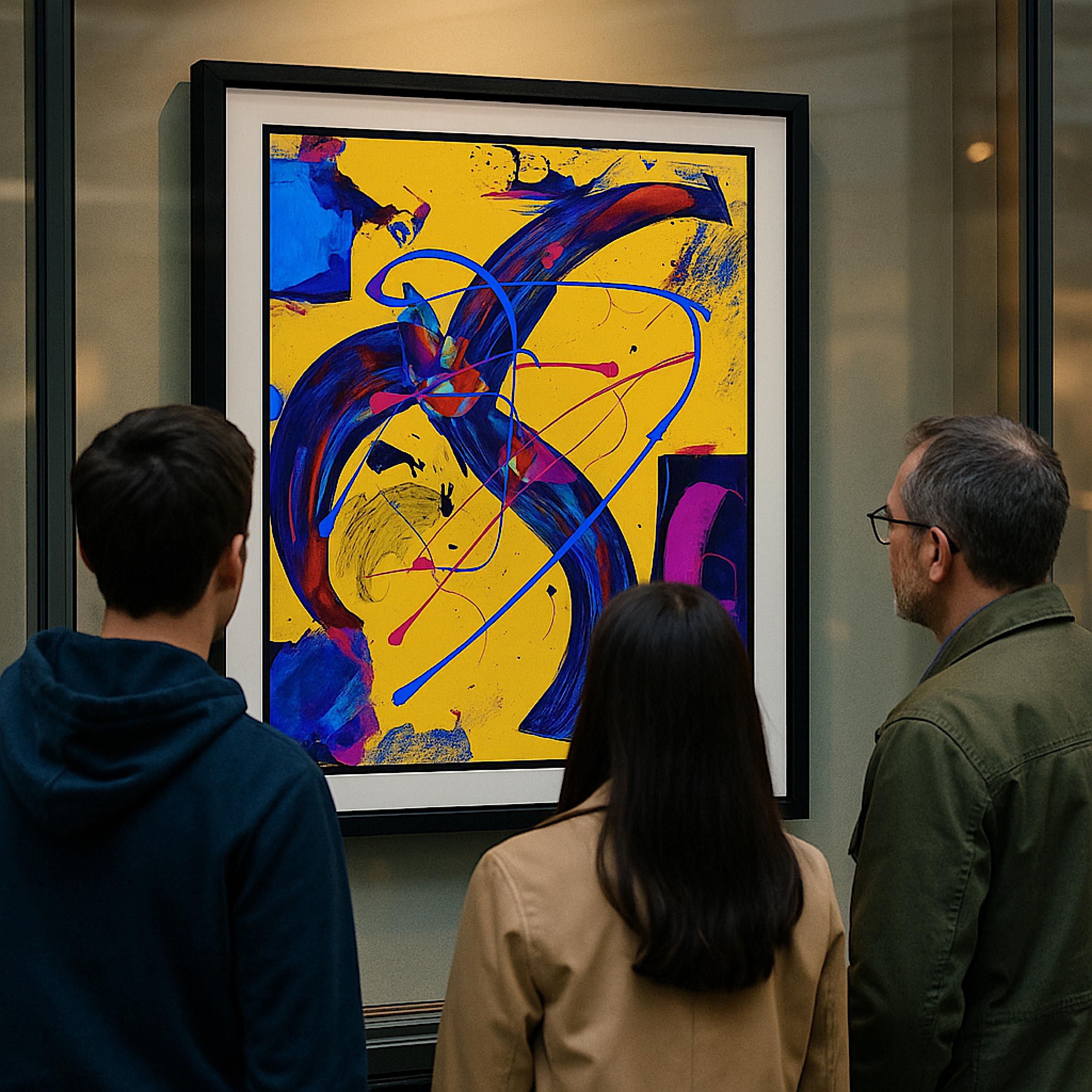 Original Abstract Acrylic Painting on Paper Poster, One-of-a-Kind Handmade Artwork, Not a Print  (22x28 inch)