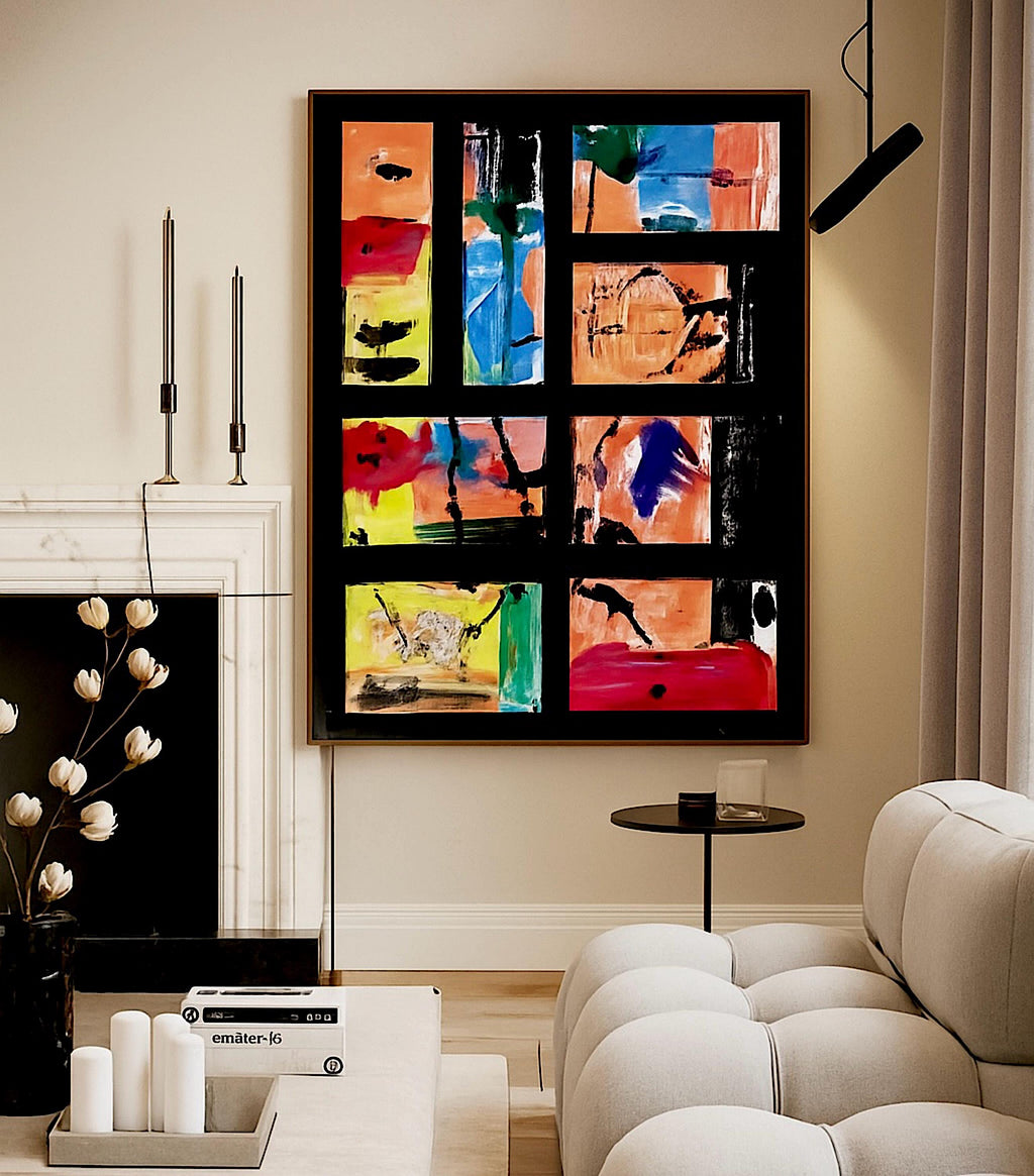 Handmade Abstract Acrylic Painting, Bold Colors, Expressionist Art, Not a Print (22x28 inch)