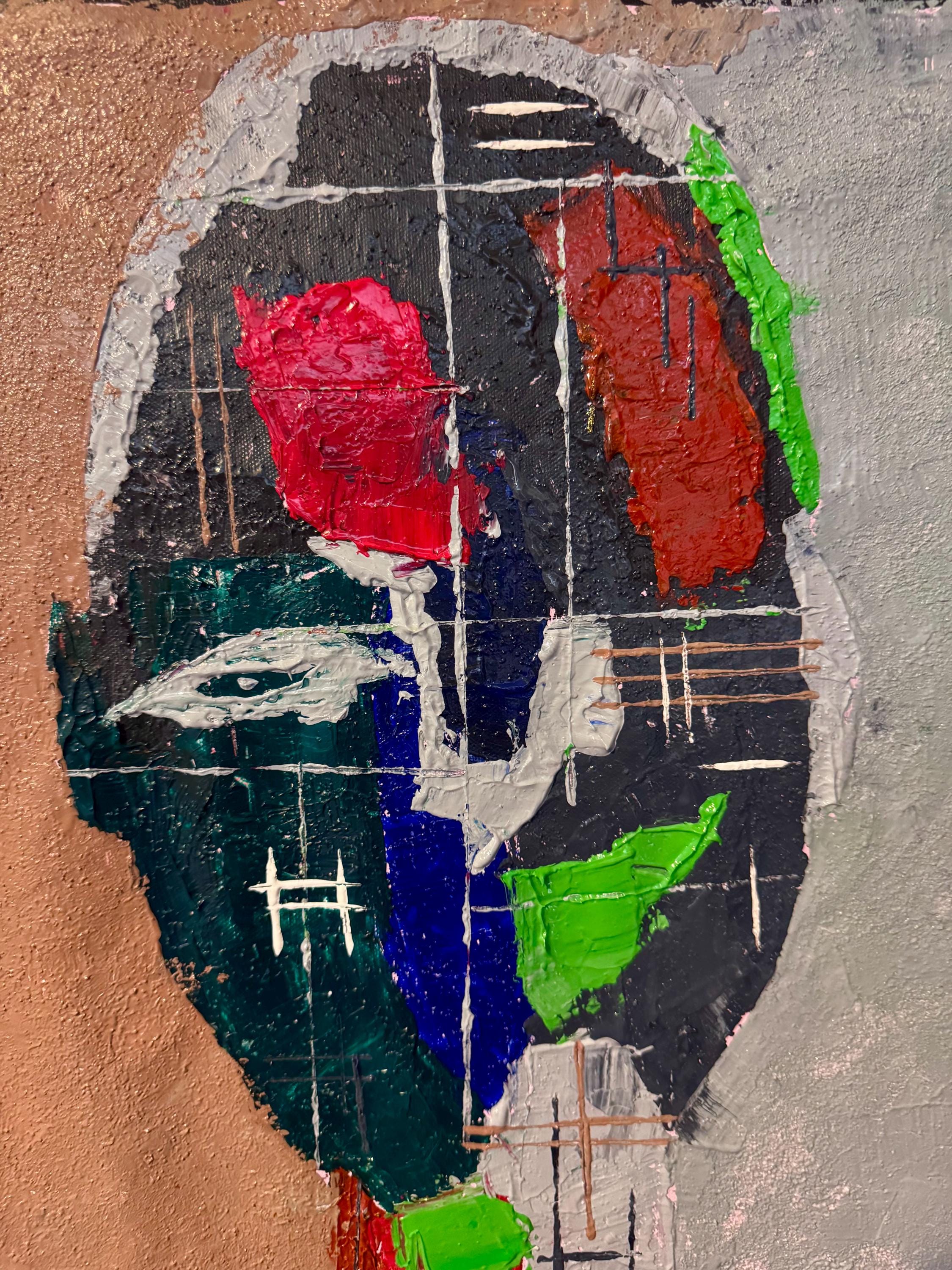 Abstract Expressionist Figurative Painting on Canvas, Textured Modern Art, Contemporary Emotional Portrait (19x23 inch)