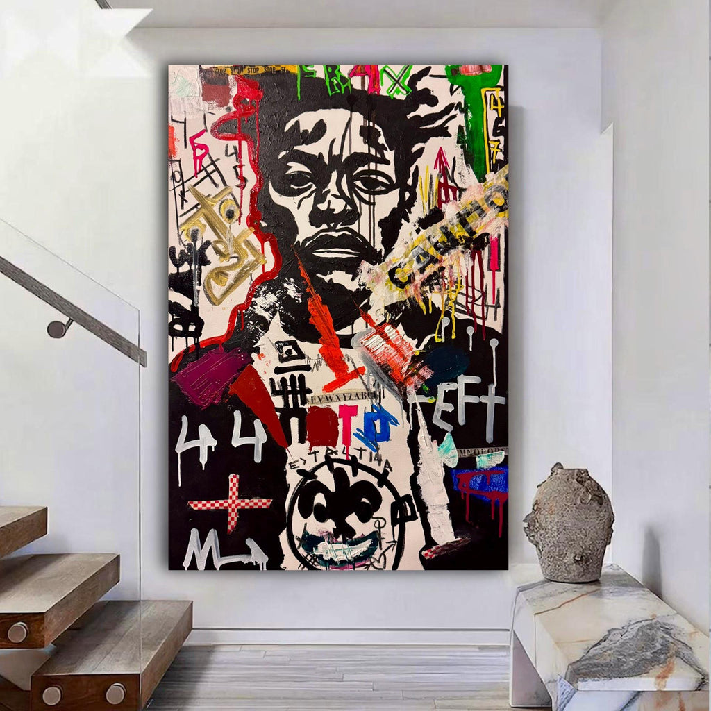 Original Pop Art Portrait Painting, Urban Street Art, Mixed Media (24x36 inch)