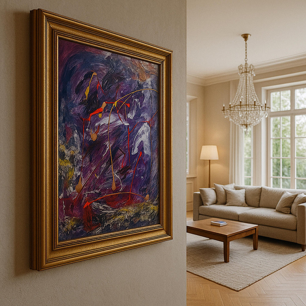 Abstract Expressionist Painting: Original Acrylic Art on Japanese Kraft Paper (27x23 inch)