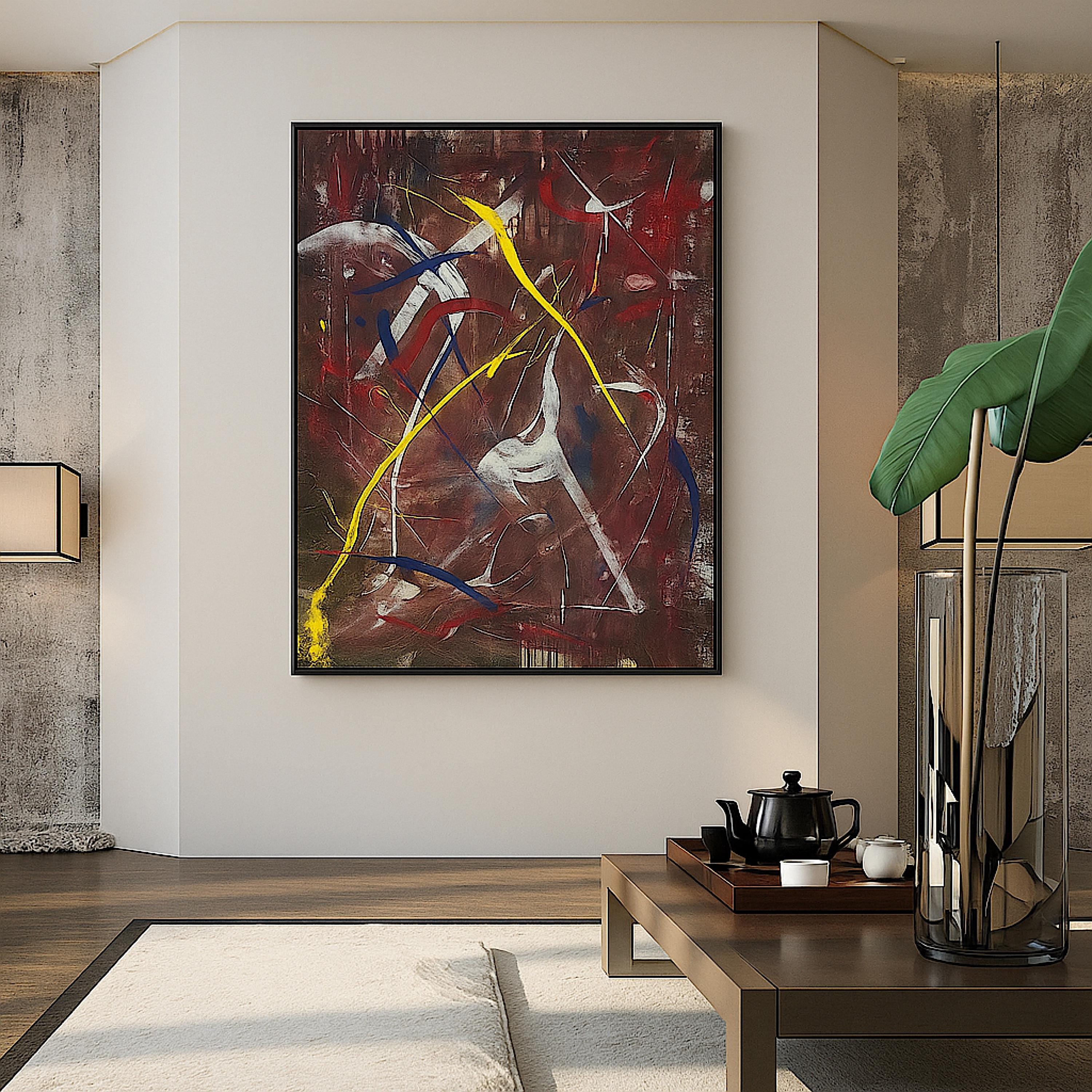 Handmade Original Abstract Painting, Acrylic on Paper, One-of-a-Kind Modern Art, Not a Print (22x28 inch)