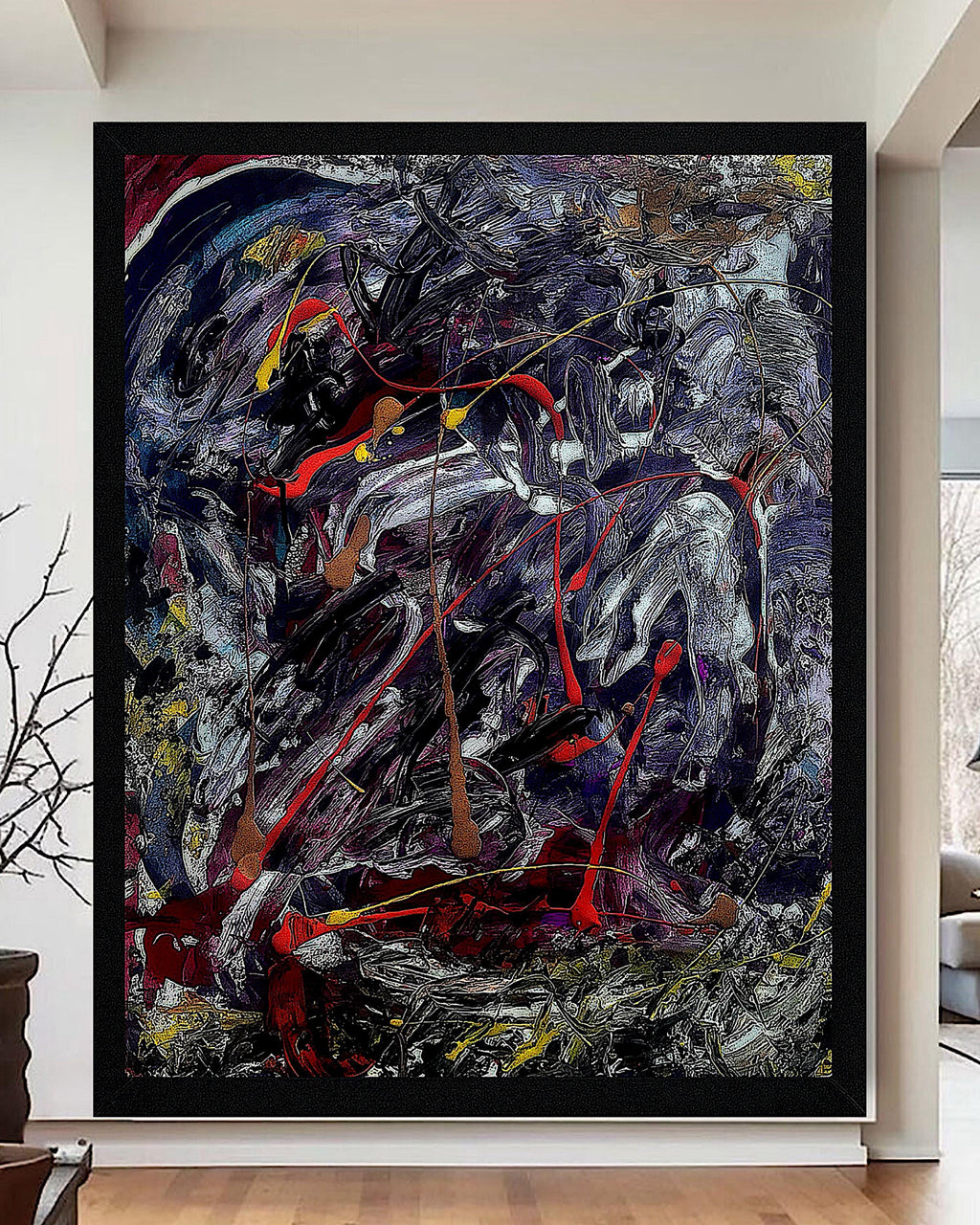 Abstract Expressionist Painting: Original Acrylic Art on Japanese Kraft Paper (27x23 inch)