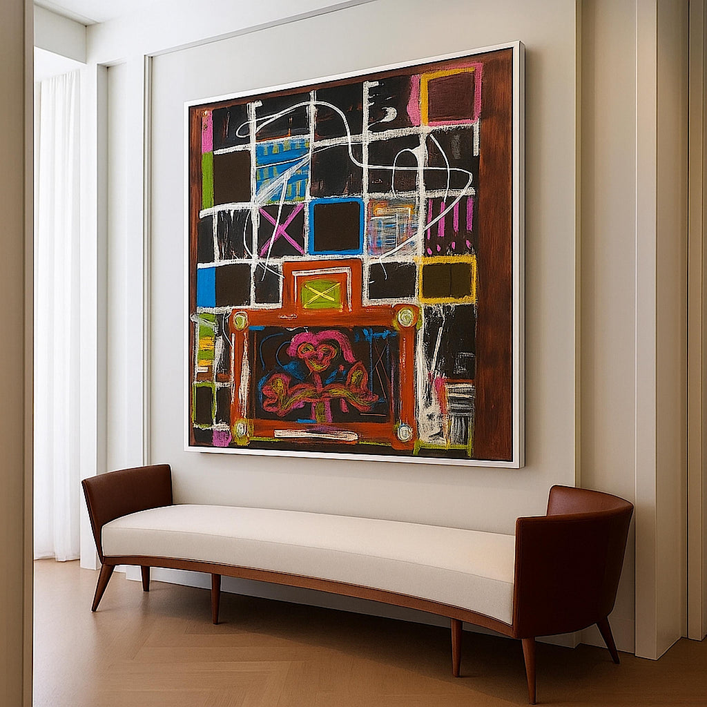 Handmade Abstract Acrylic Painting, Colorful Mixed Media Artwork, Not a Print (22x28 inch)