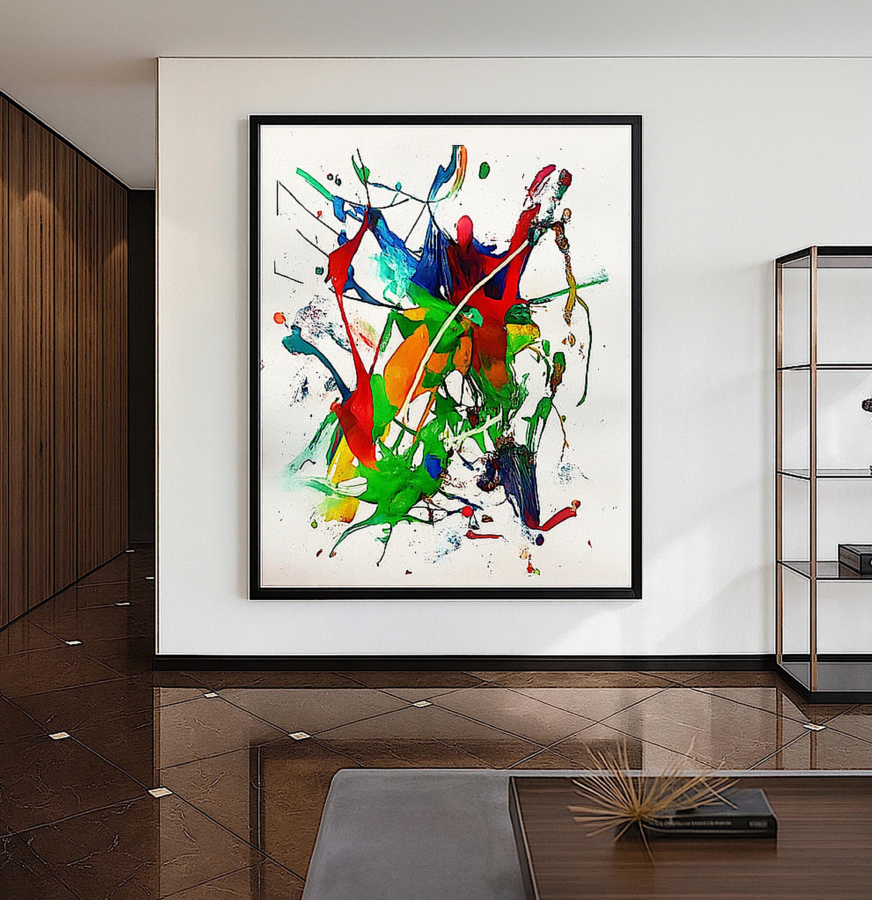 Abstract Acrylic Splash Painting, Original Colorful Wall Art,  Not a Print (22x28 inch)