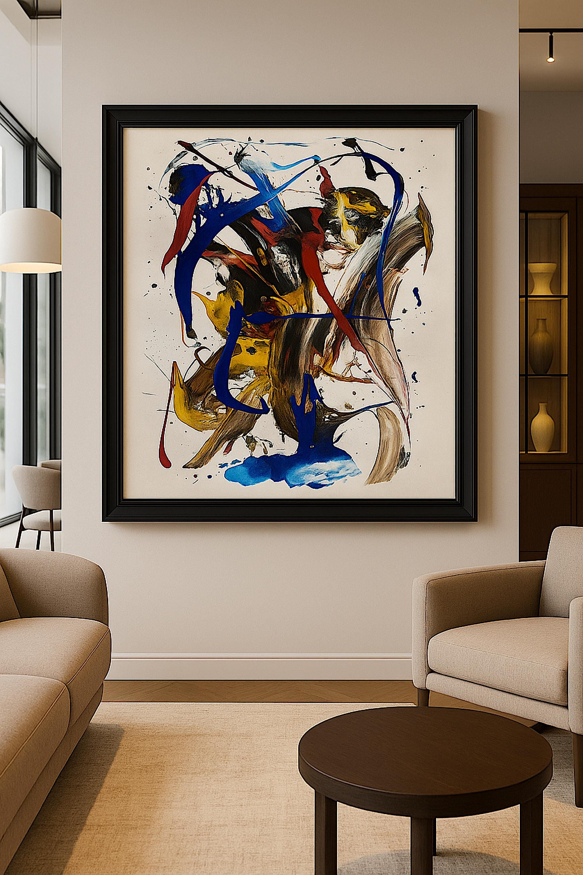 Original Abstract Expressionist Painting, Colorful Acrylic Art, Not a Print (22x28 inch)